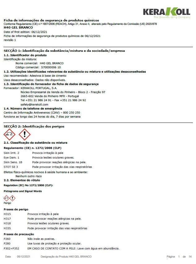 Cimento cola H40 gel branco 20kg - 2