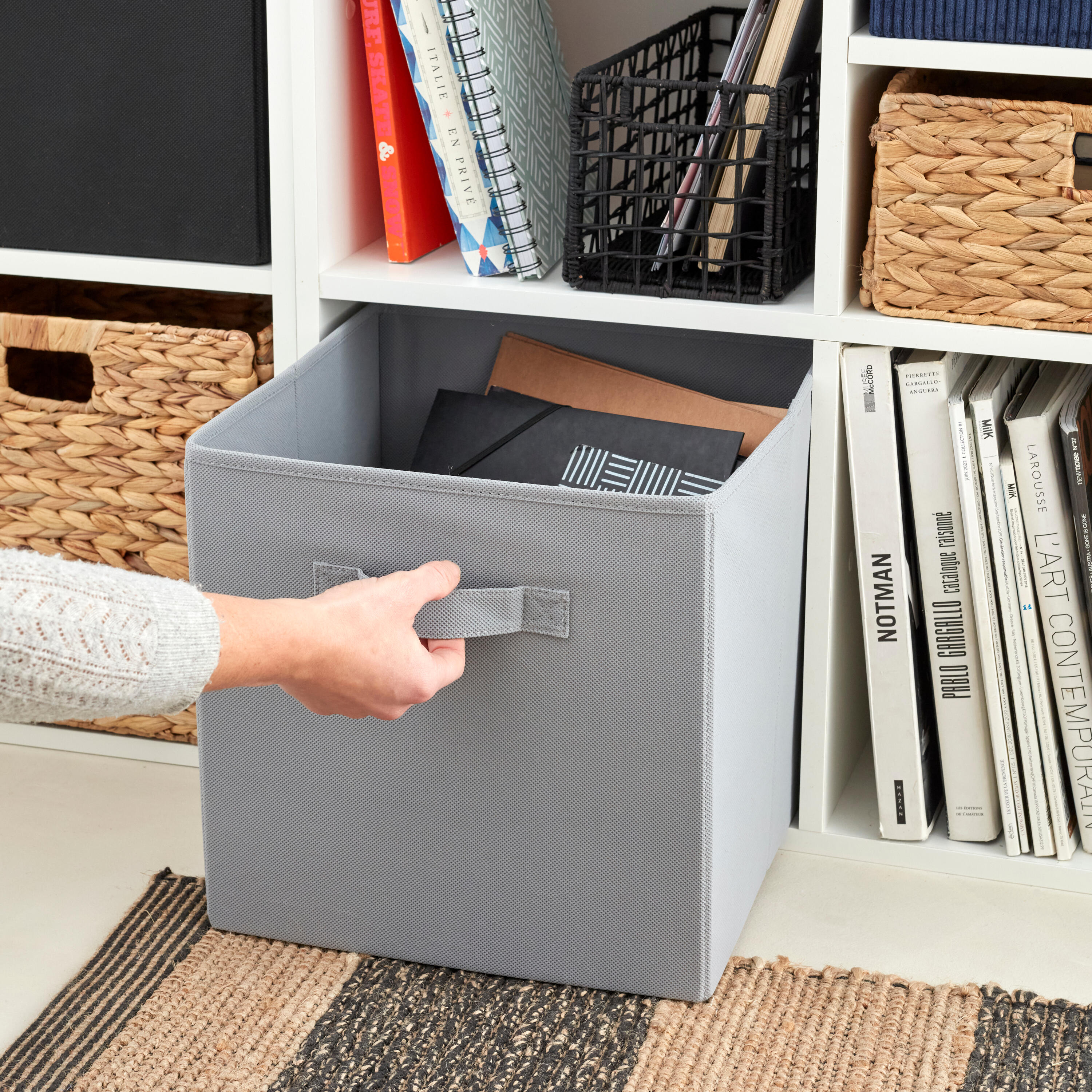 Panier SPACEO Kub gris H.31 x l.31 x P.31 cm - 7