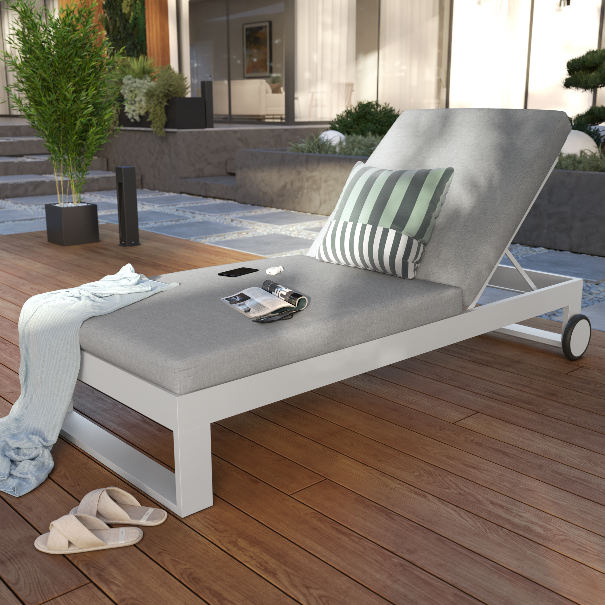 Bain de soleil en aluminium blanc Athena NATERIAL - 2