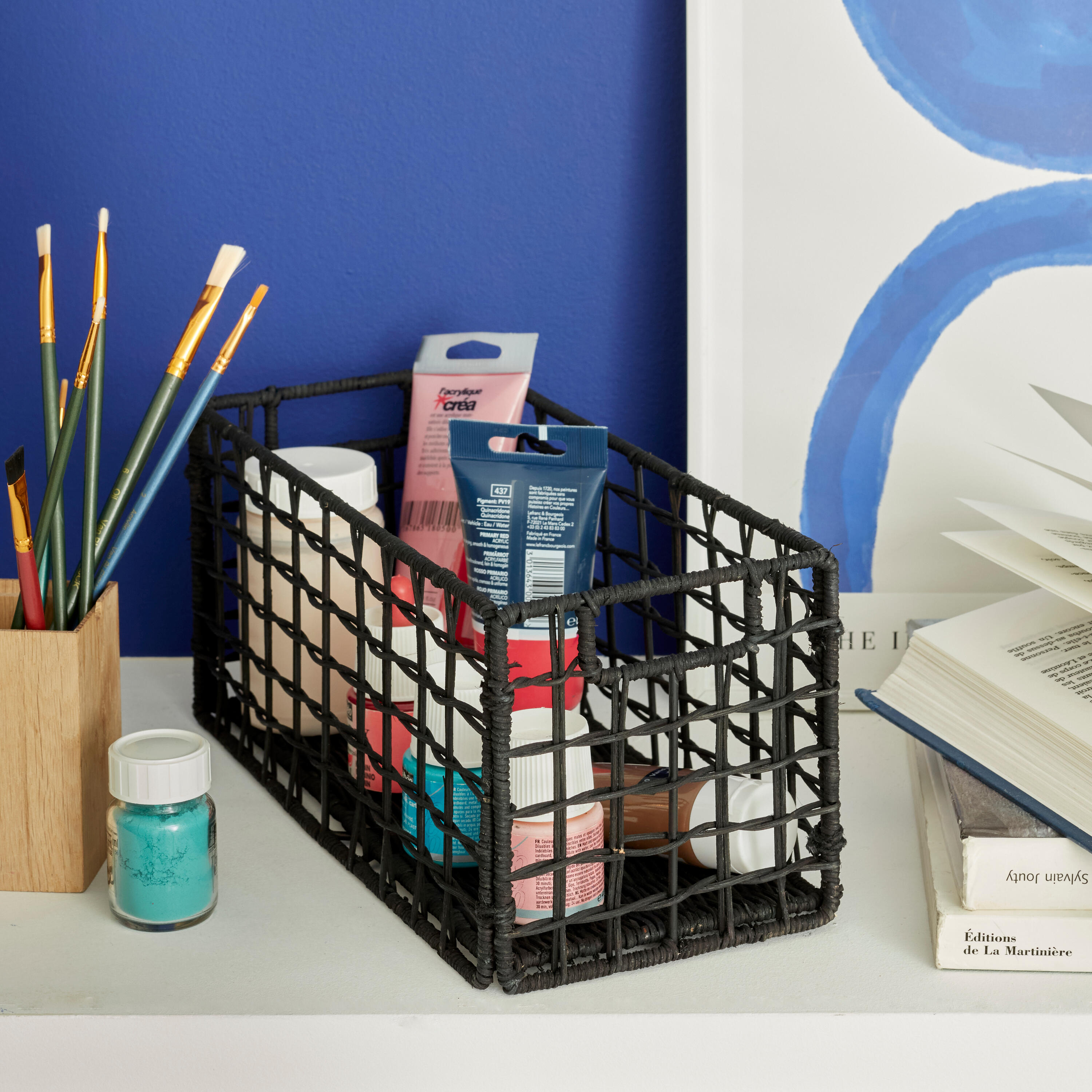 Panier SPACEO Kub Rotin noir H.14 x l.31 x P.14 cm - 2