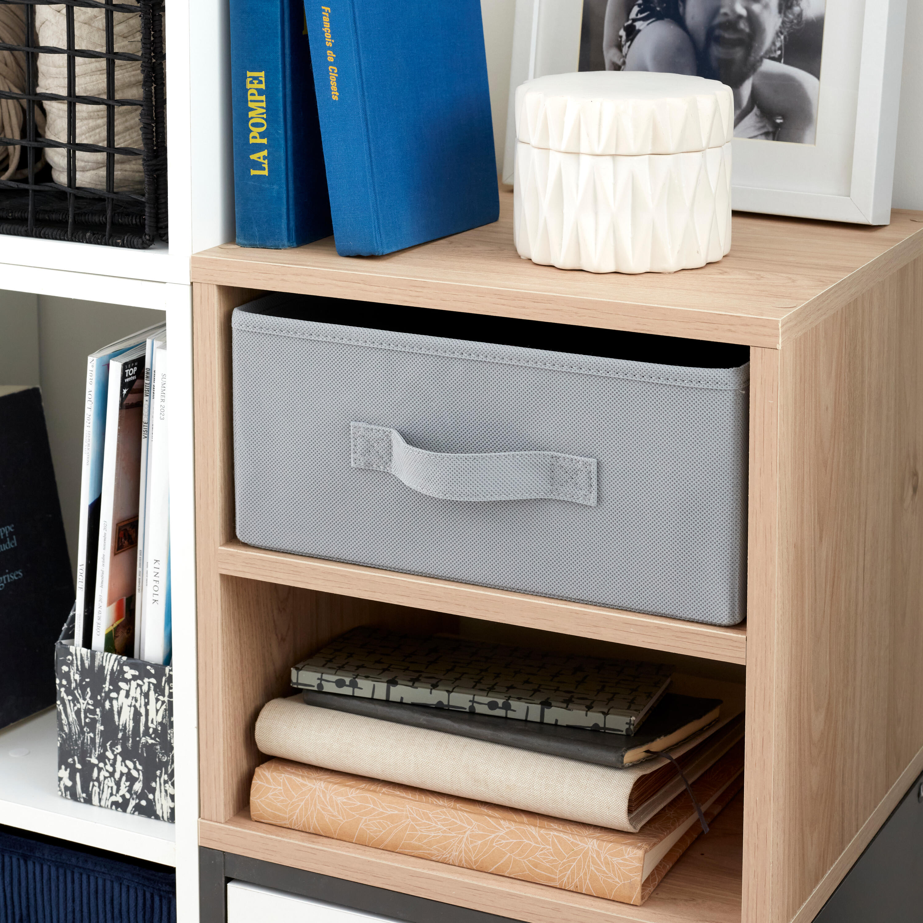 Panier SPACEO Kub gris H.14 x l.31 x P.31 cm - 4