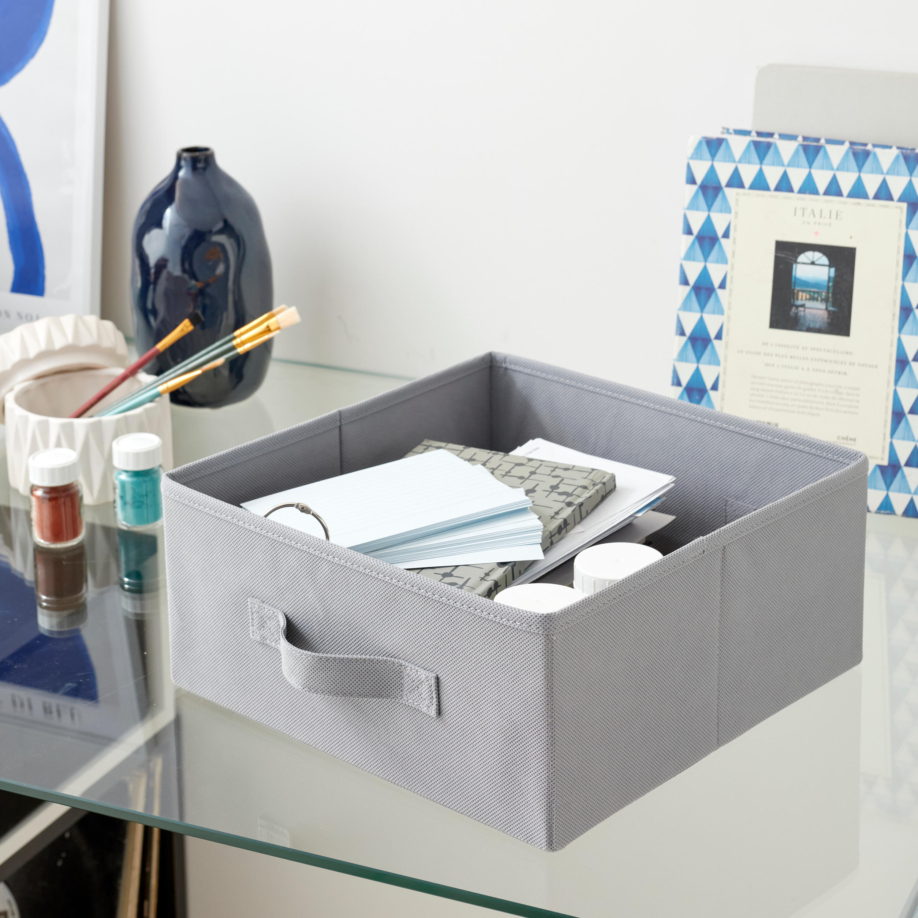 Panier SPACEO Kub gris H.14 x l.31 x P.31 cm - 2