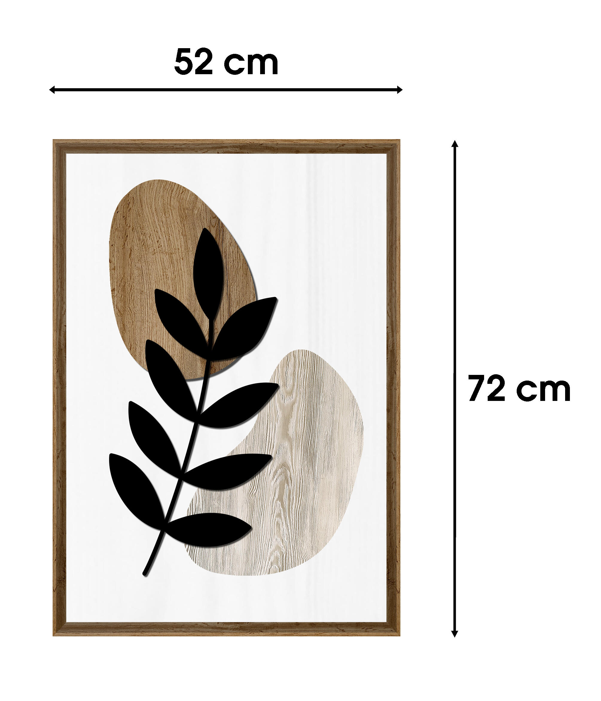 Cuadro pintura impresa enmarcada Naturaleza rectangular de 52 x 72 cm. MDF Hoja Alrgada multicolor. Marco color Haya - 3