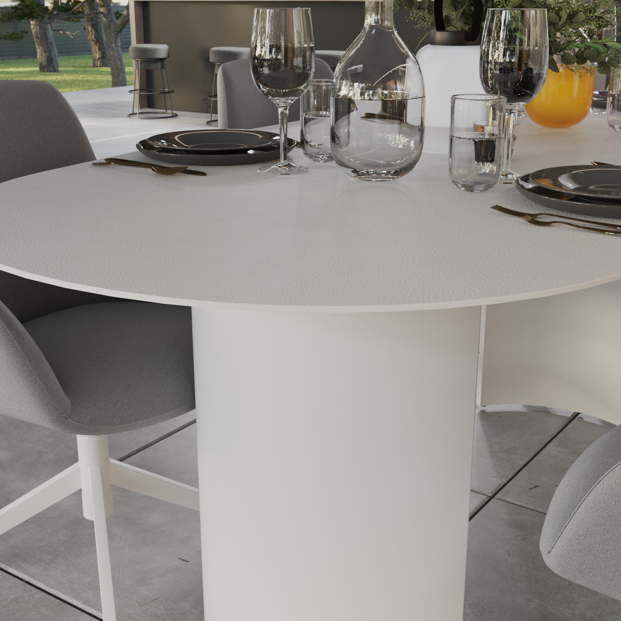 Mesa para jardim oval 200x100 cm cinzento Neptune - 6