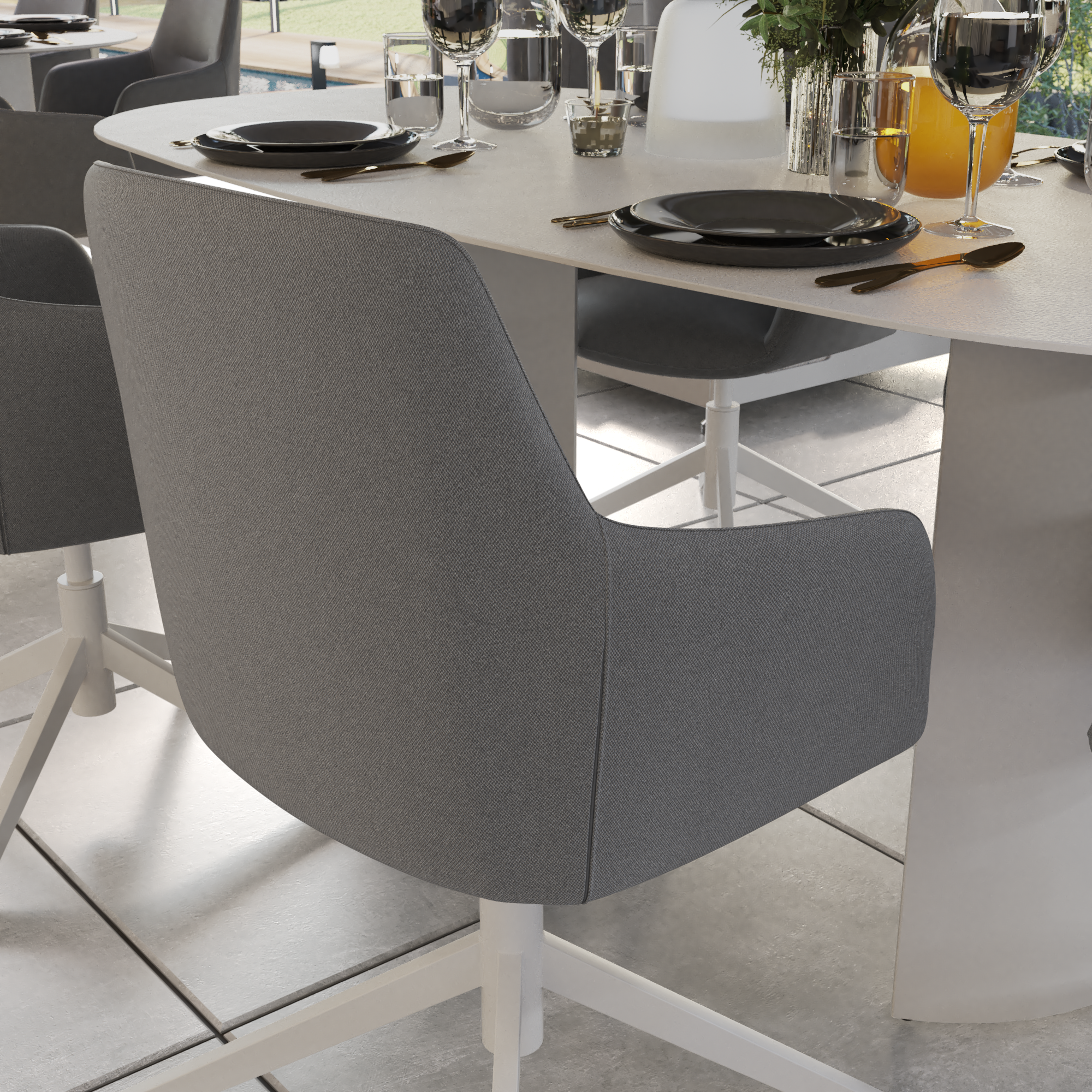 Poltrona de jardim com almofada cinza Naterial - 10