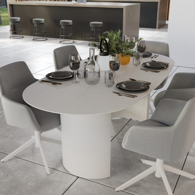 Conjunto de jardín NATERIAL Neptune de aluminio gris para 6 personas