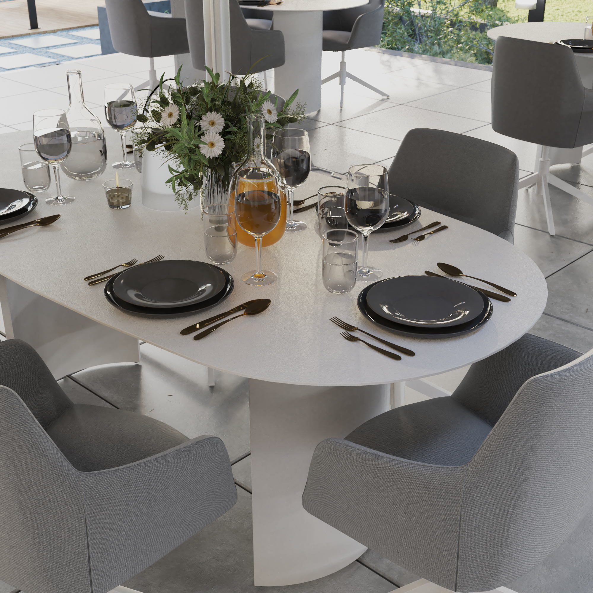 Table repas ovale ovale 6 personnes Neptune NATERIAL - 2