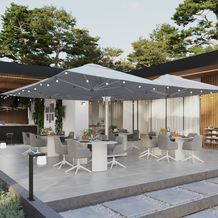 Parasol de mástil central rectangular NATERIAL Sombra de aluminio 620x620 cm