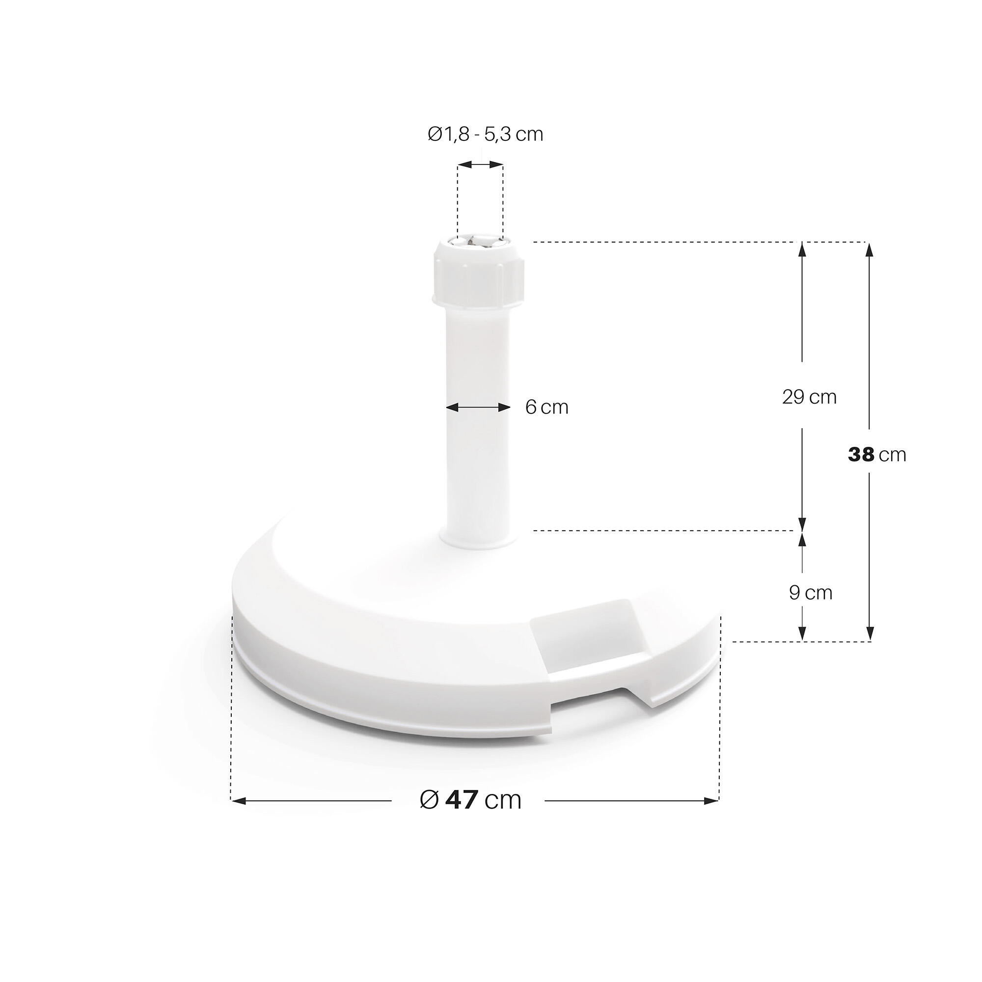 Base redonda para chapéu-sol 29 kg branco Naterial - 8