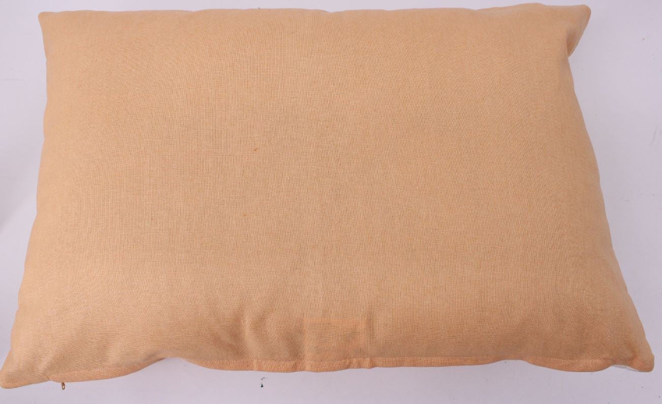Coussin coton motif feuillage, camel/rose l.60 x H.40 cm - 3
