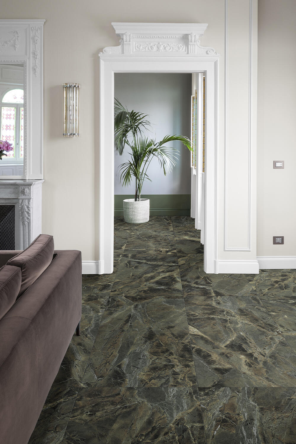 Carrelage sol/mur intérieur effet marbre vert Ardone l.60 x L.60 cm x Ep.10 mm - 2