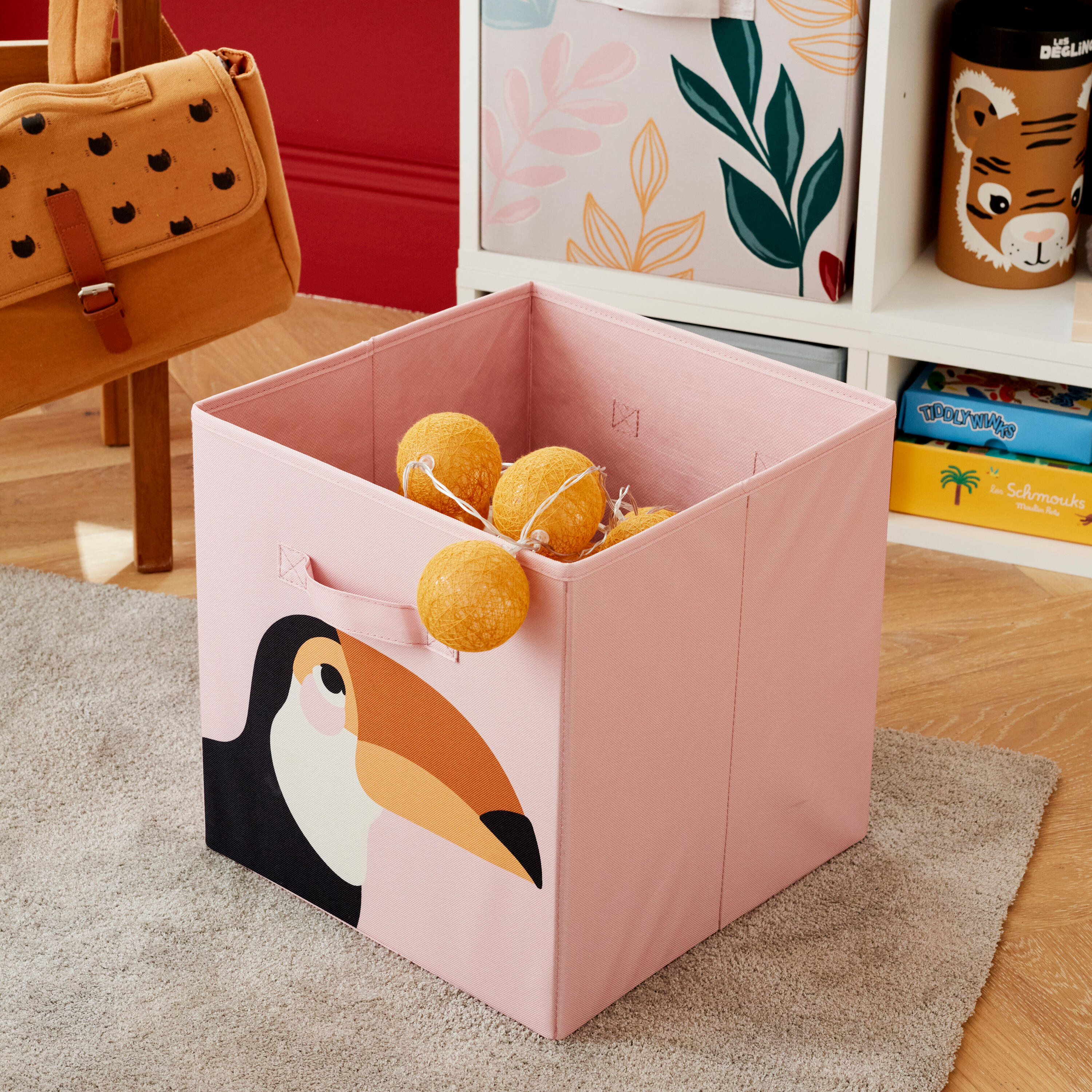Cesta in poliestere SPACEO Kub Pappagallo L rosa P 31 x L 31 x H 31 cm - 3