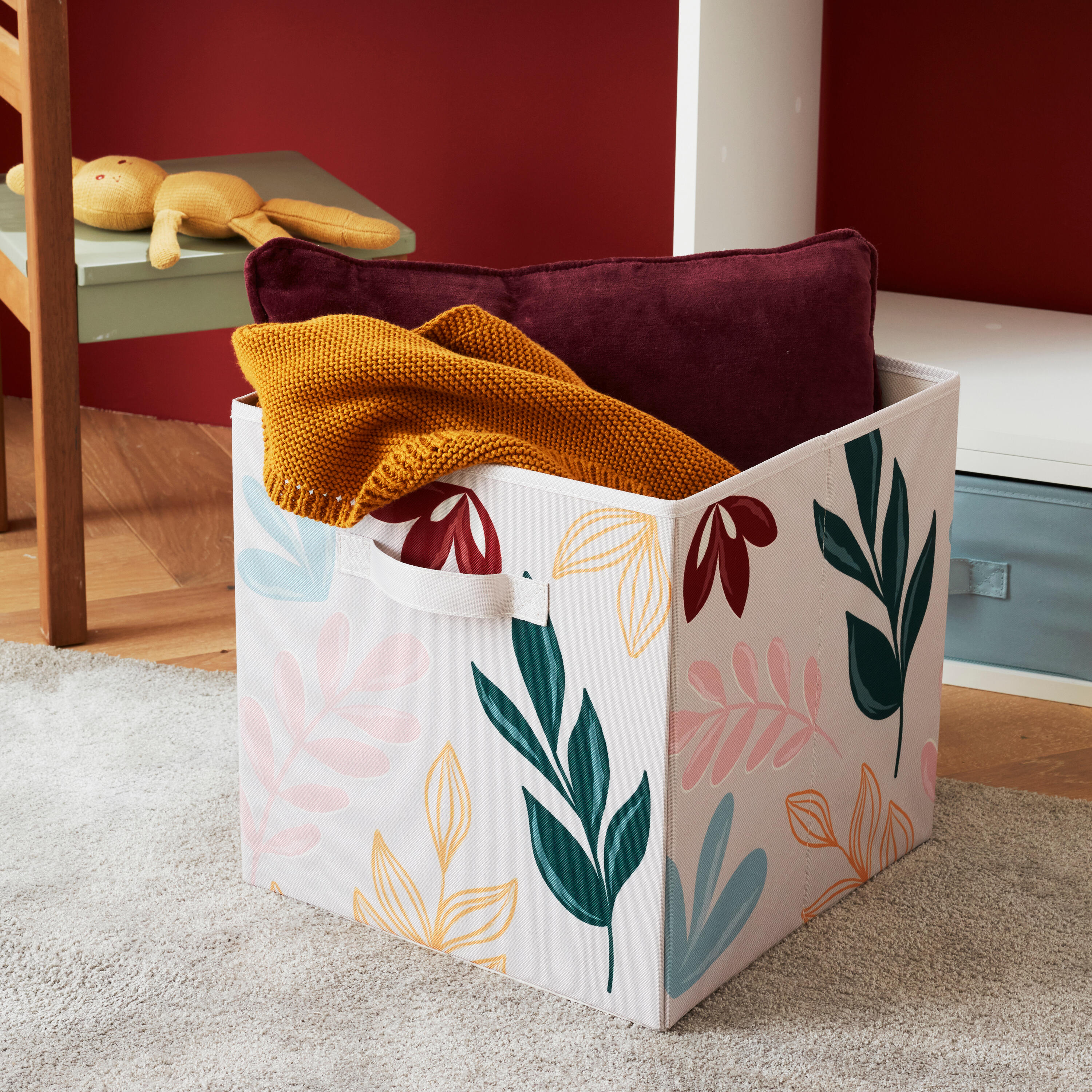 Panier SPACEO Kub motif fleuri H.31 x l.31 x P.31 cm - 2