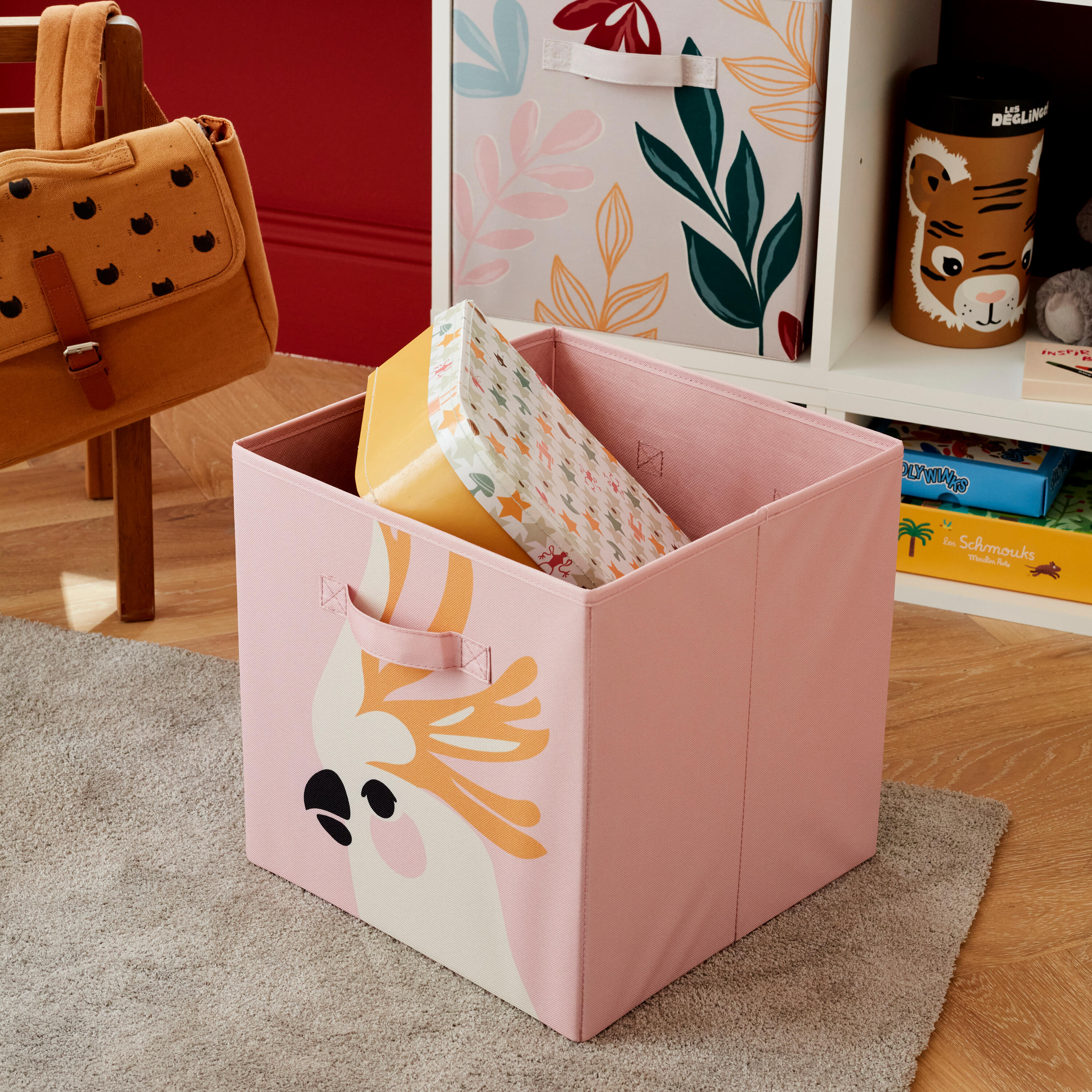 Cesta in poliestere SPACEO Kub Pappagallo L rosa P 31 x L 31 x H 31 cm - 4