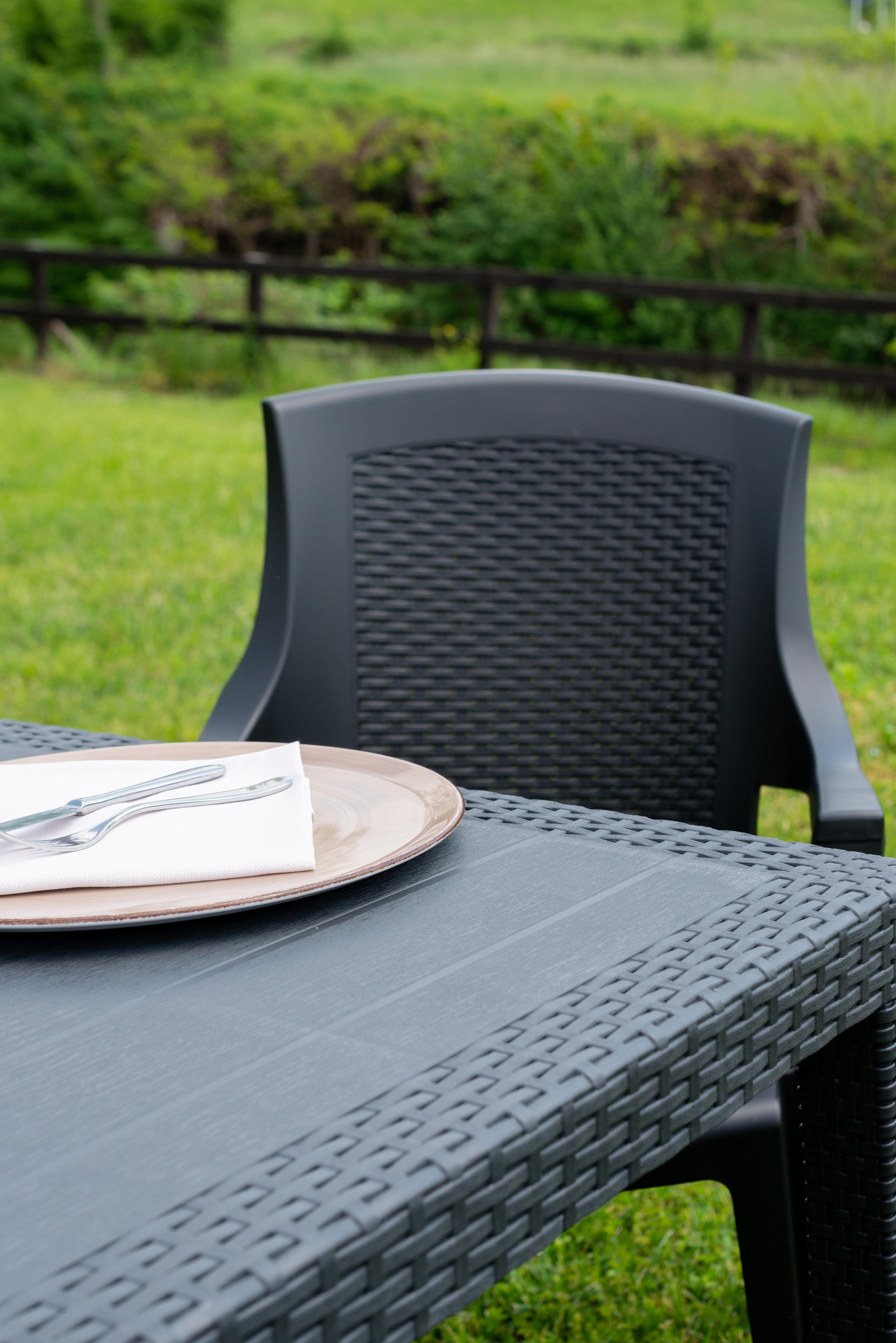 Sedia da giardino in polipropilene con braccioli Eden, seduta in polipropilene antracite - 2