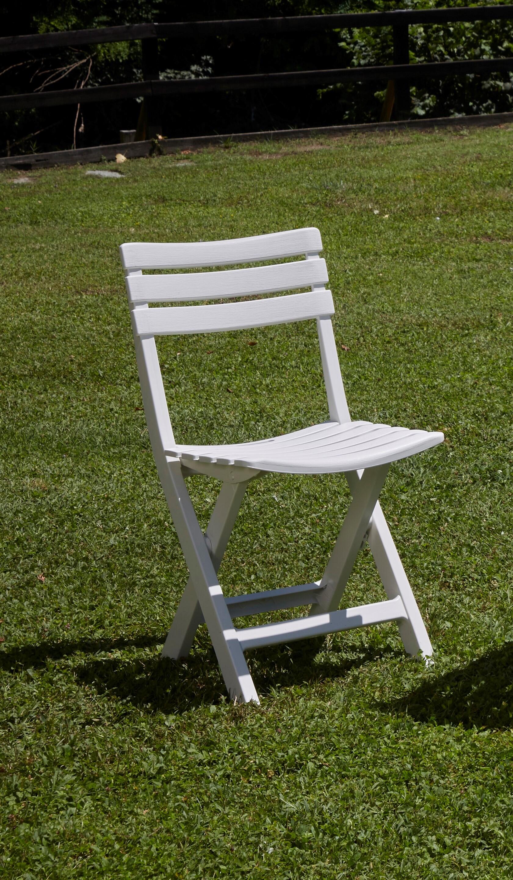 Sedia da giardino pieghevole Birki, con struttura e seduta in polipropilene bianco - 3