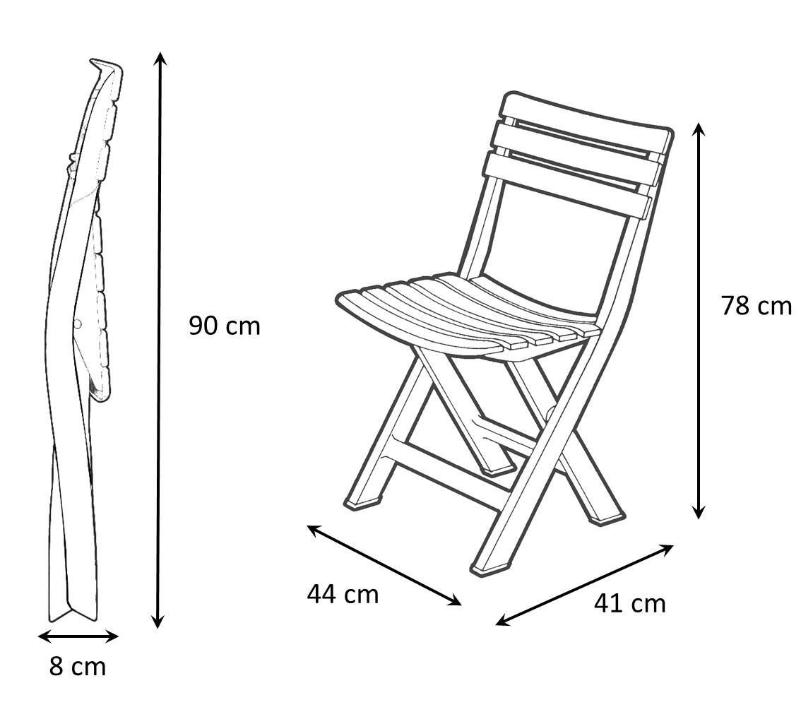 Sedia da giardino pieghevole Birki, con struttura e seduta in polipropilene bianco - 9
