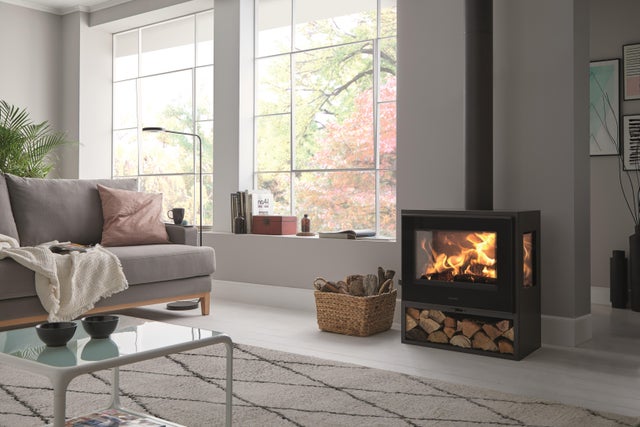 Poele a bois java 3v ecodesign noir, PANADERO, 8 kW