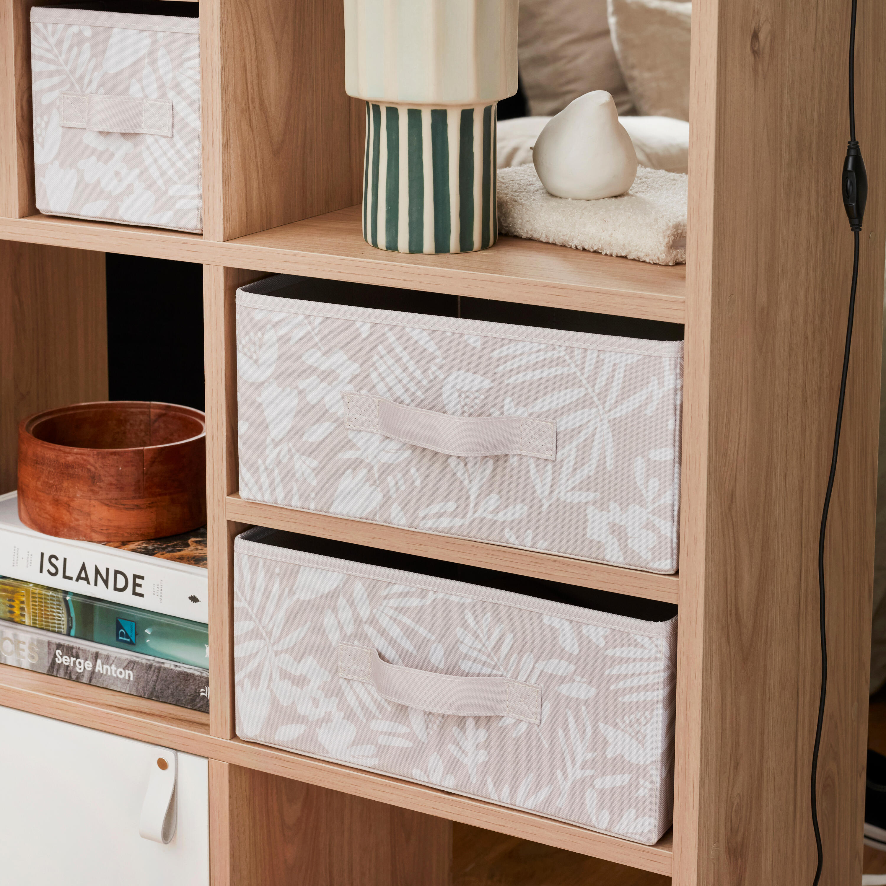 Panier SPACEO Kub motif végétal H.14 x l.31 x P.31 cm - 5