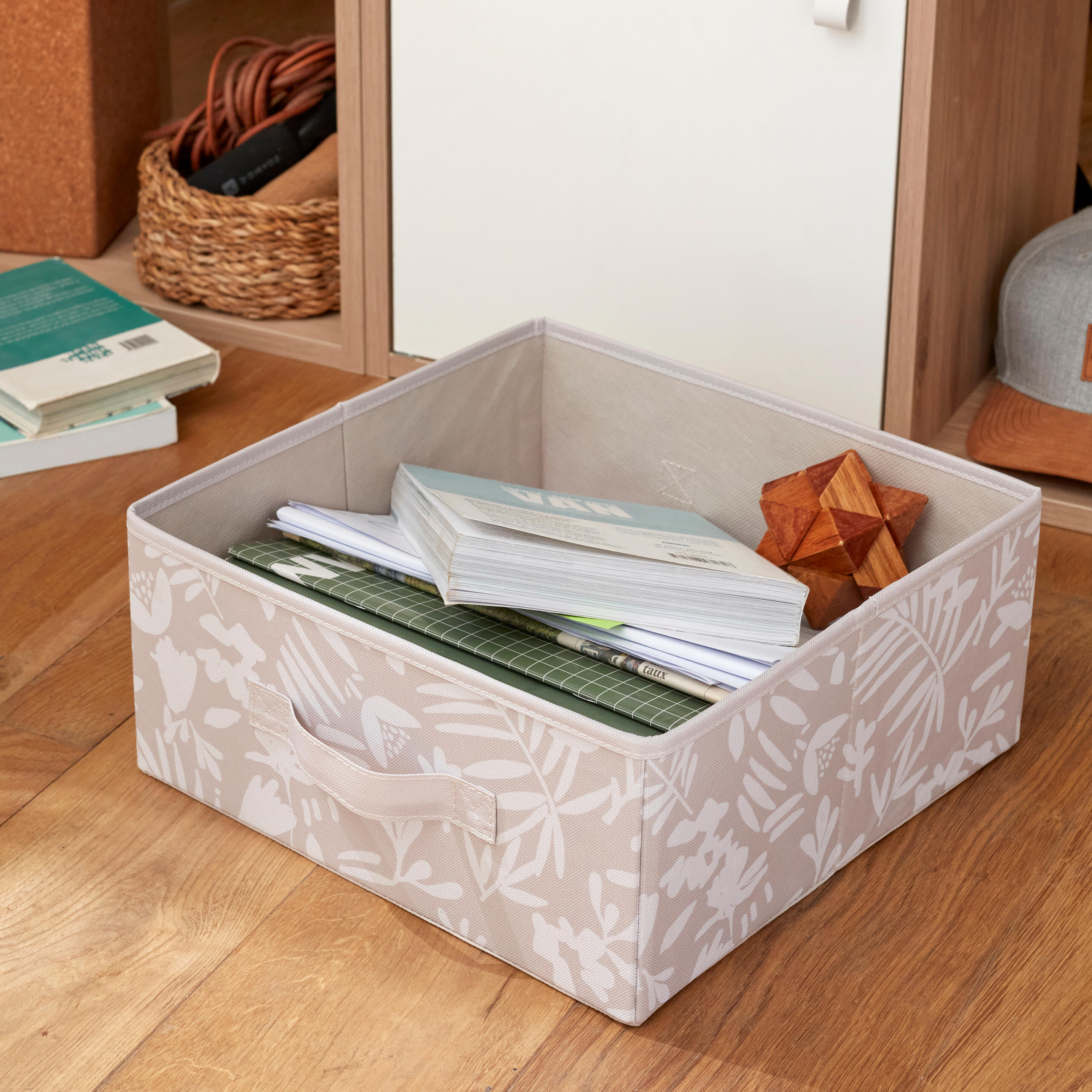 Panier SPACEO Kub motif végétal H.14 x l.31 x P.31 cm - 2