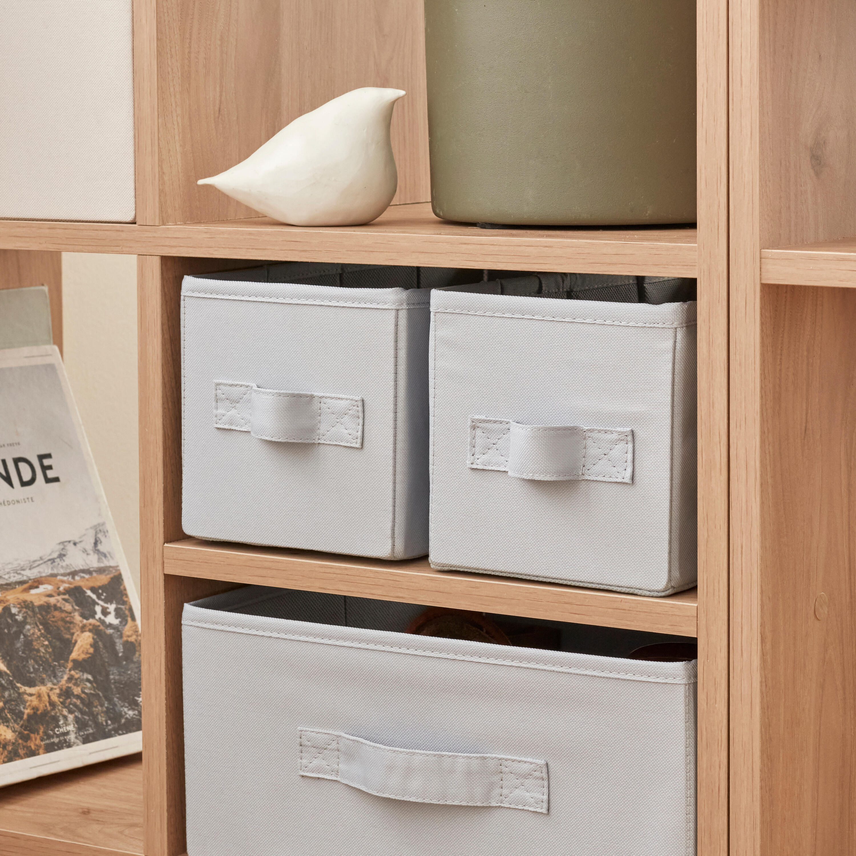 Panier SPACEO Kub gris H.14 x l.14 x P.31 cm - 5