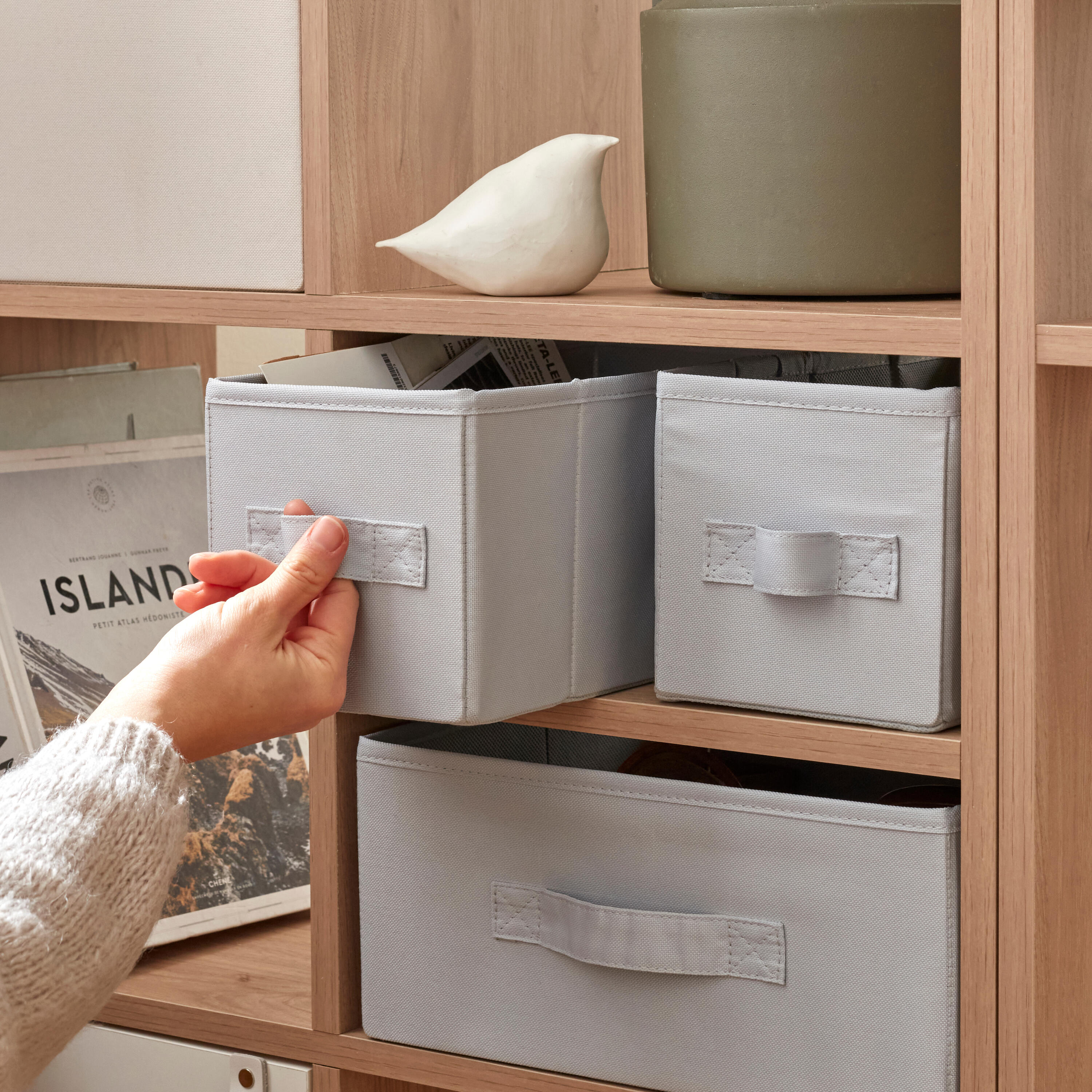 Panier SPACEO Kub gris H.14 x l.14 x P.31 cm - 7