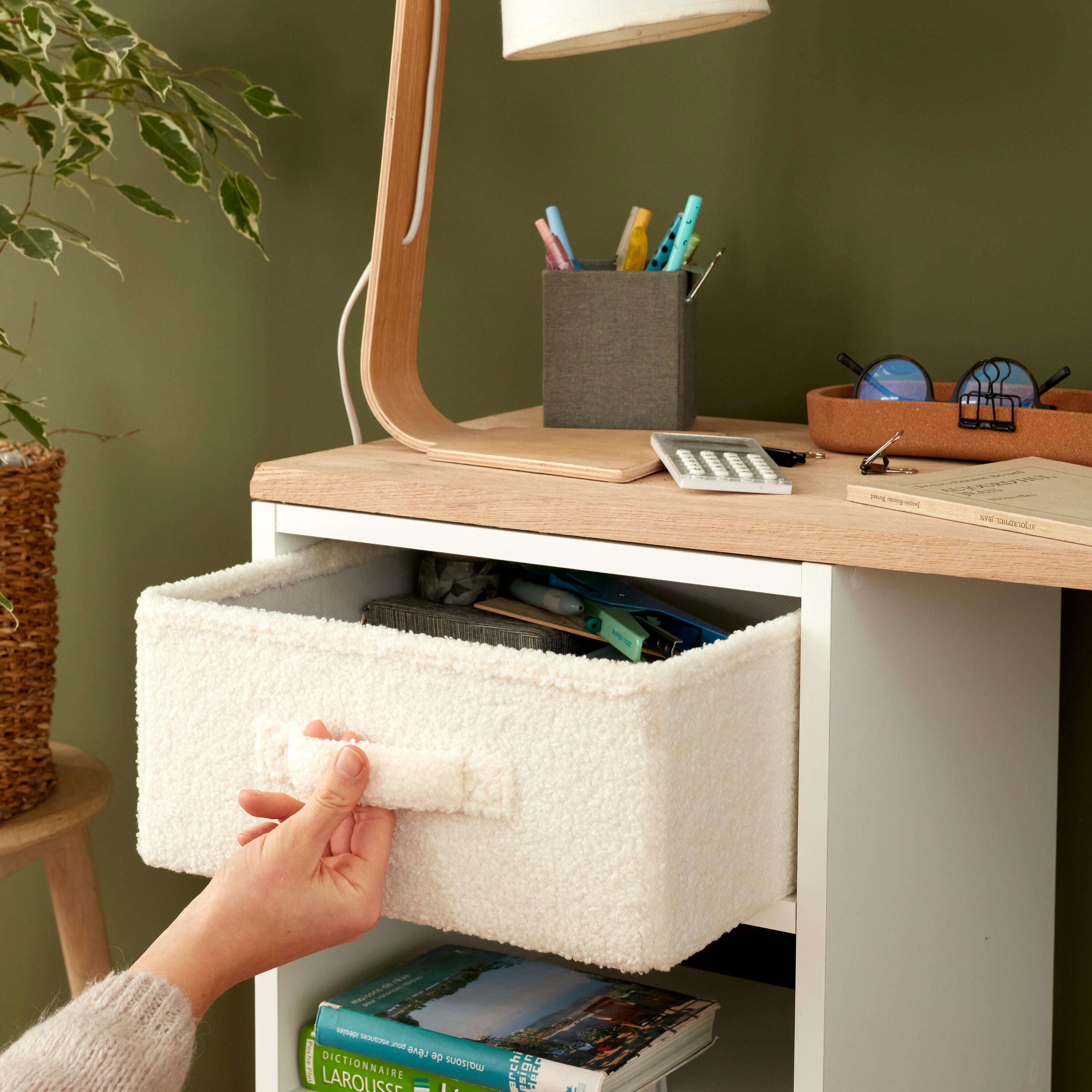 Panier SPACEO Kub effet laine H.14 x l.31 x P.31 cm - 5