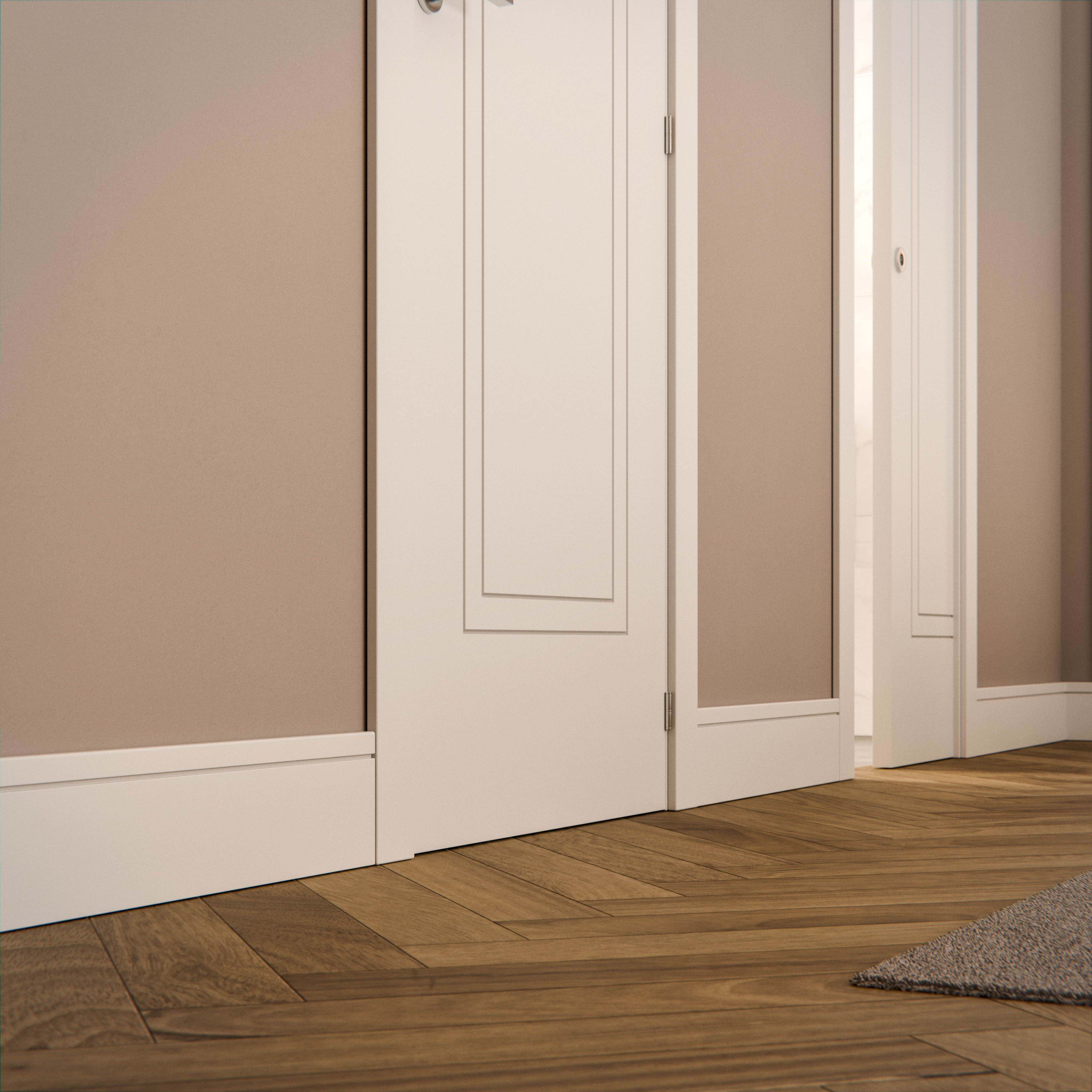 Puerta de interior abatible ciega maciza lacada Line Miramar blanco apertura derecha cerco de 7x3 anchura 72.5cm - 2