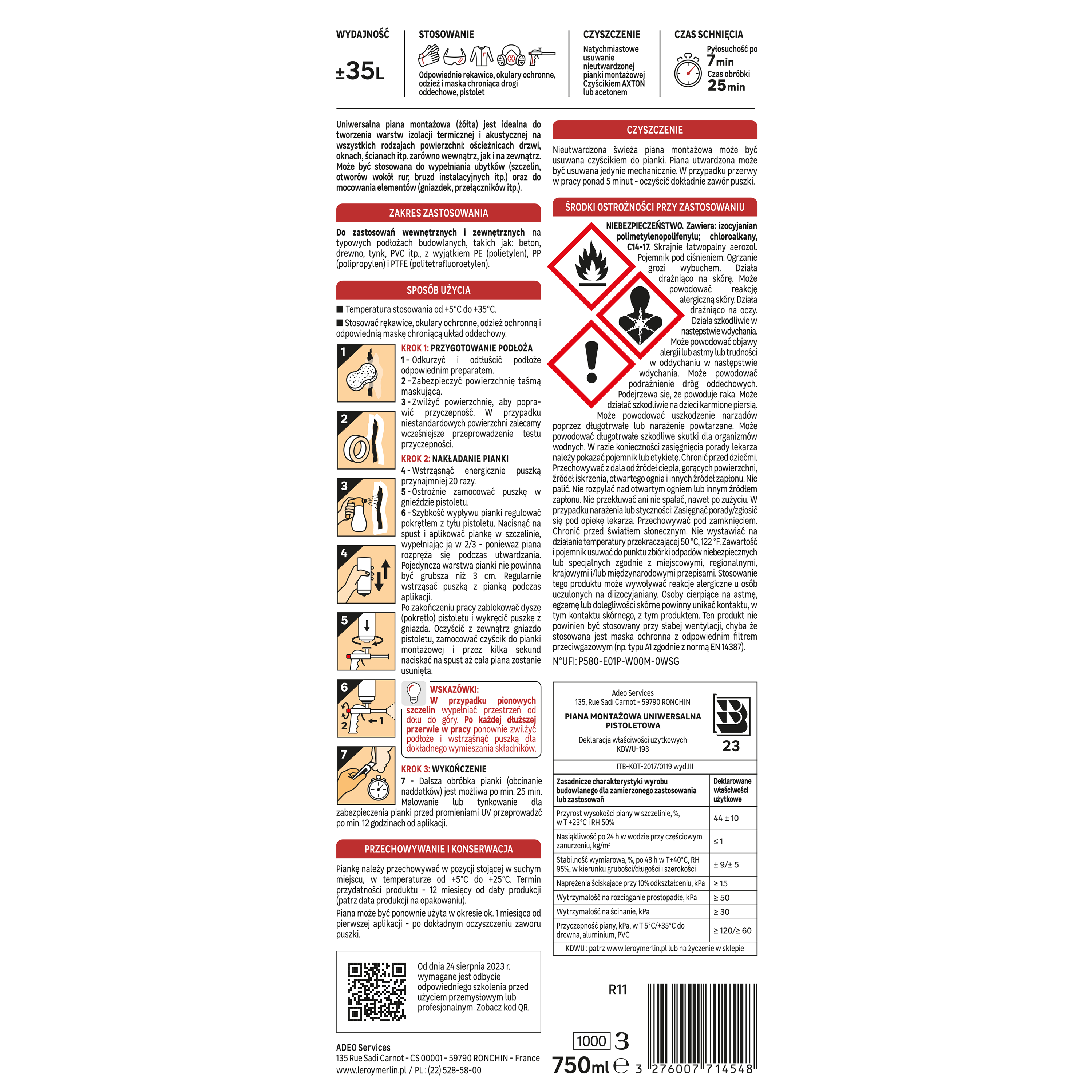 Piana montażowa uniwersalna wielosezonowa 750 ml Axton - 4