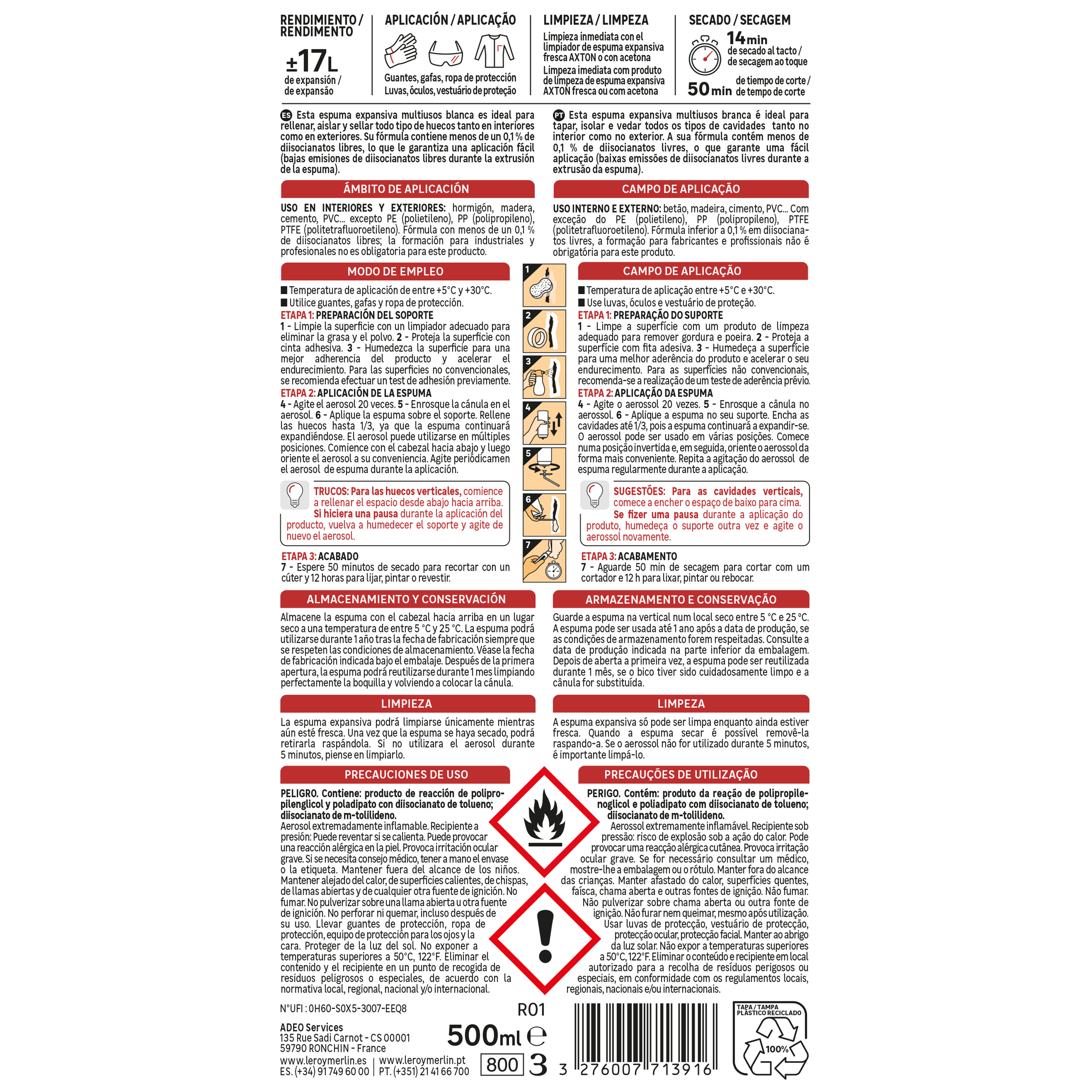 Espuma expansiva AXTON 500ml - 3