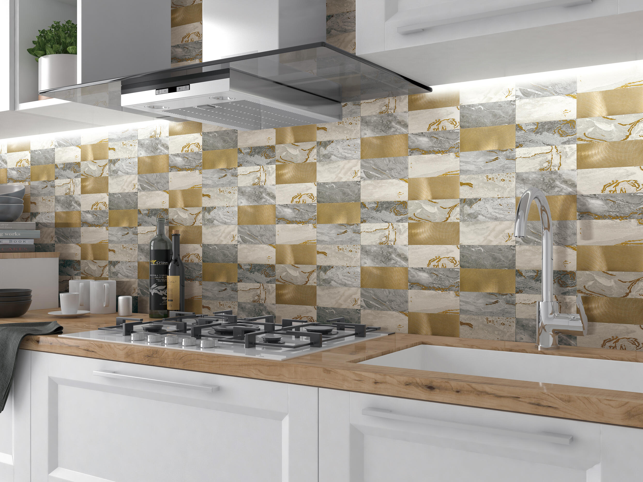Azulejo adhesivo surface efecto metal,mármol oro fabricadoen aluminio 30.5x36cm