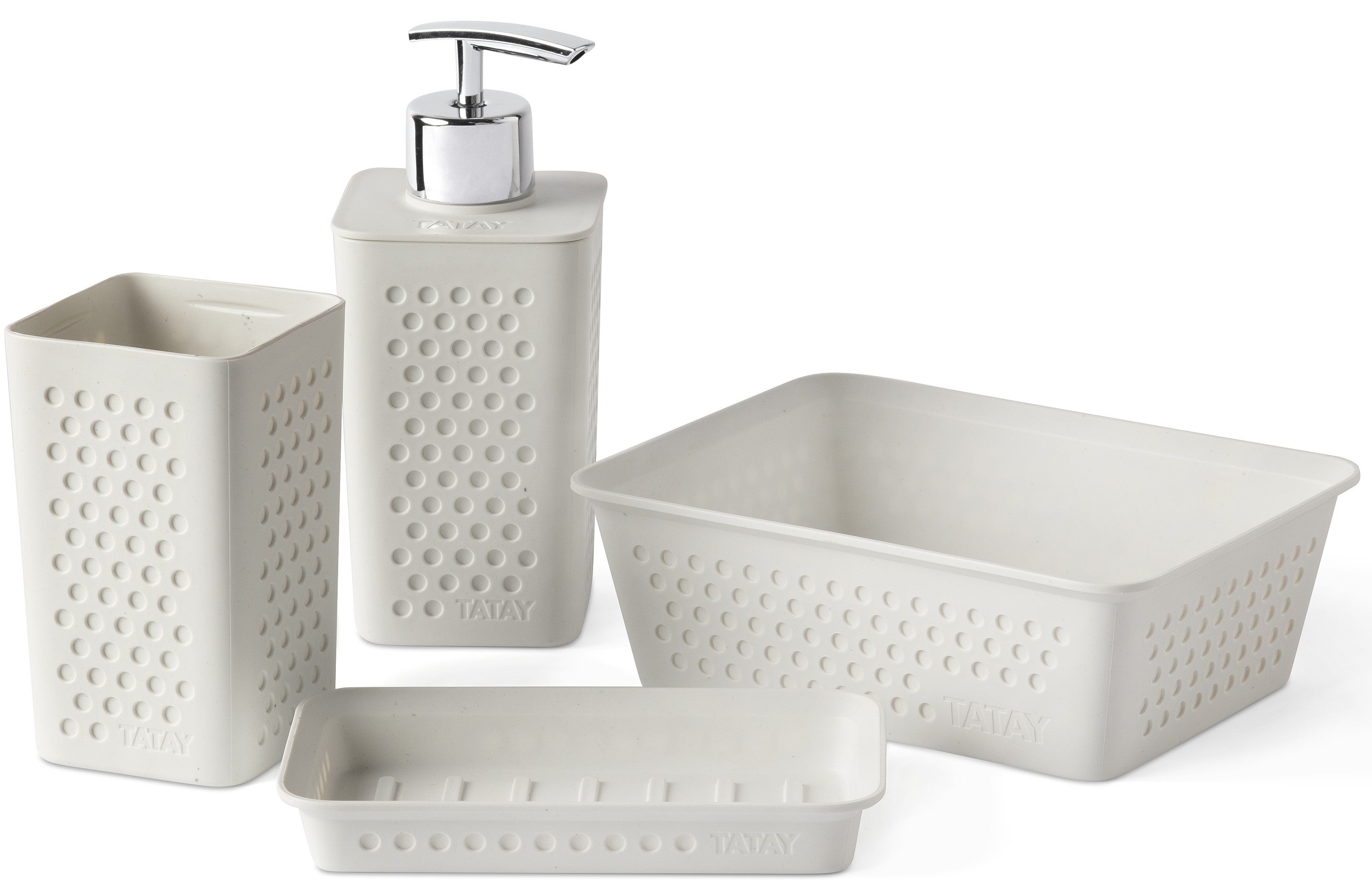Set Accessori Bagno 4 Pezzi Effetto Marmo – Portaspazzolino, Dispenser Sapone, Barattolo E Vassoio – Moderno Per Casa