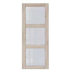 Porte coulissante vitrée chêne Goa, H.204 x l.83cm