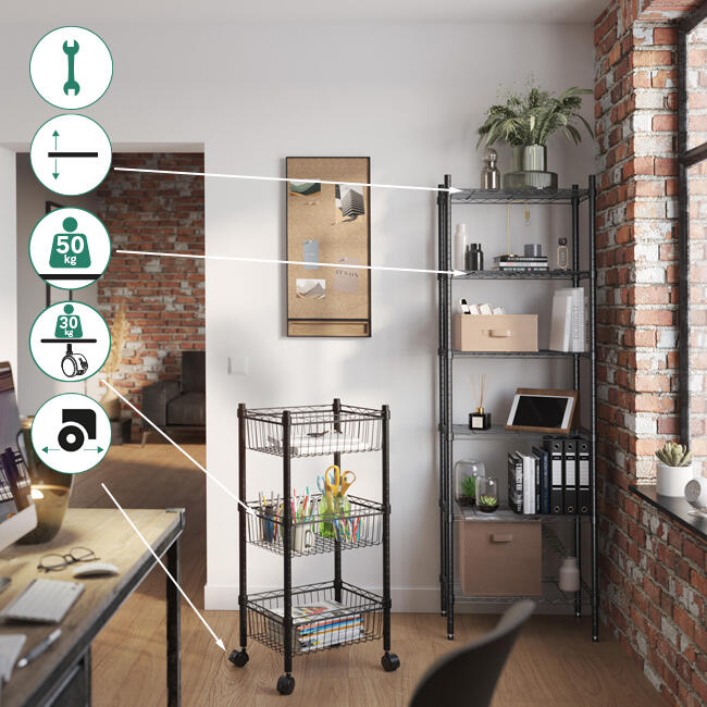 Estante cromada com 6 prateleiras preto 60x35x180 cm 50 kg Spaceo - 5