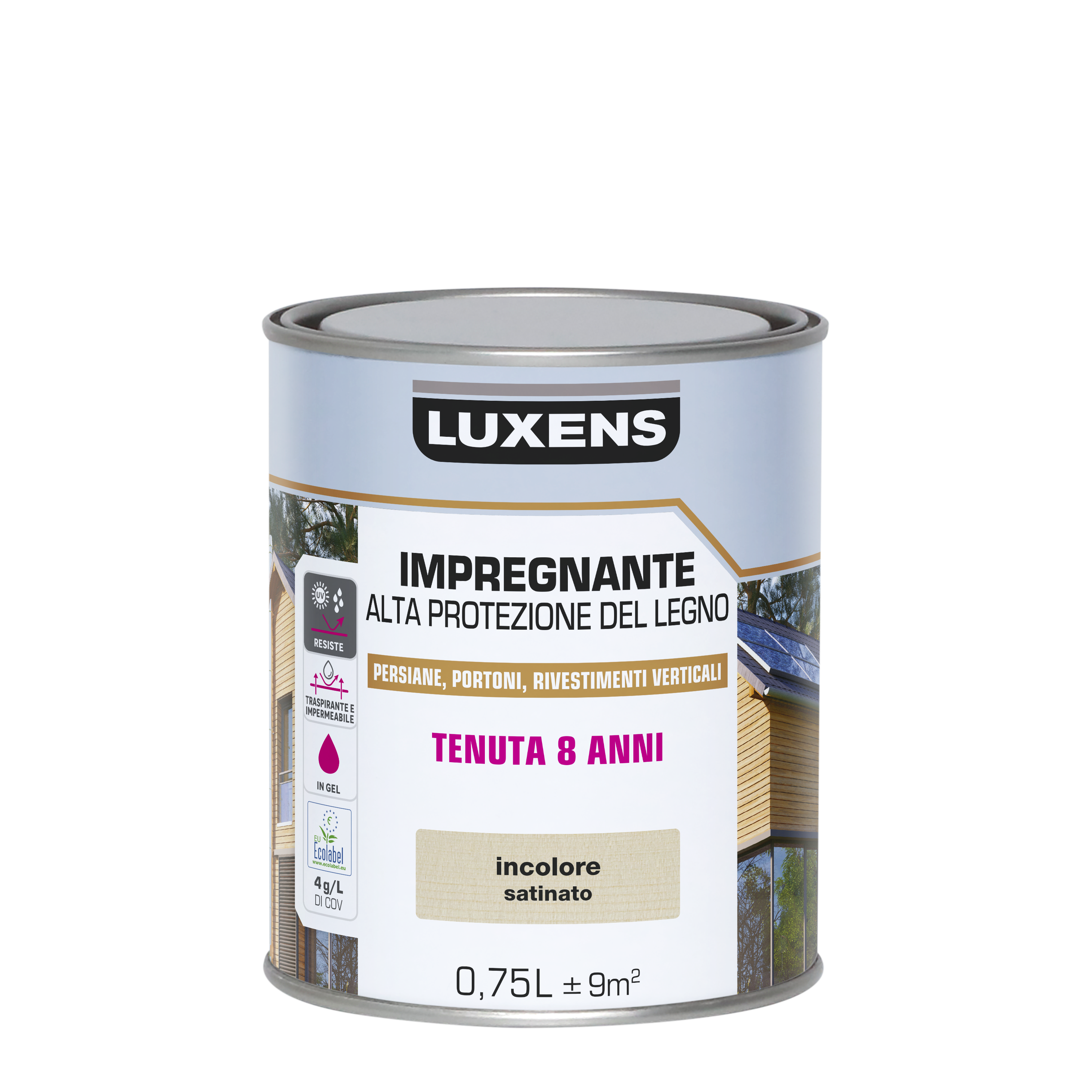 Impregnante per legno da esterno a base acqua LUXENS Alta Protezione incolore satinato 0.75 lt, 8 anni di protezione. - 6