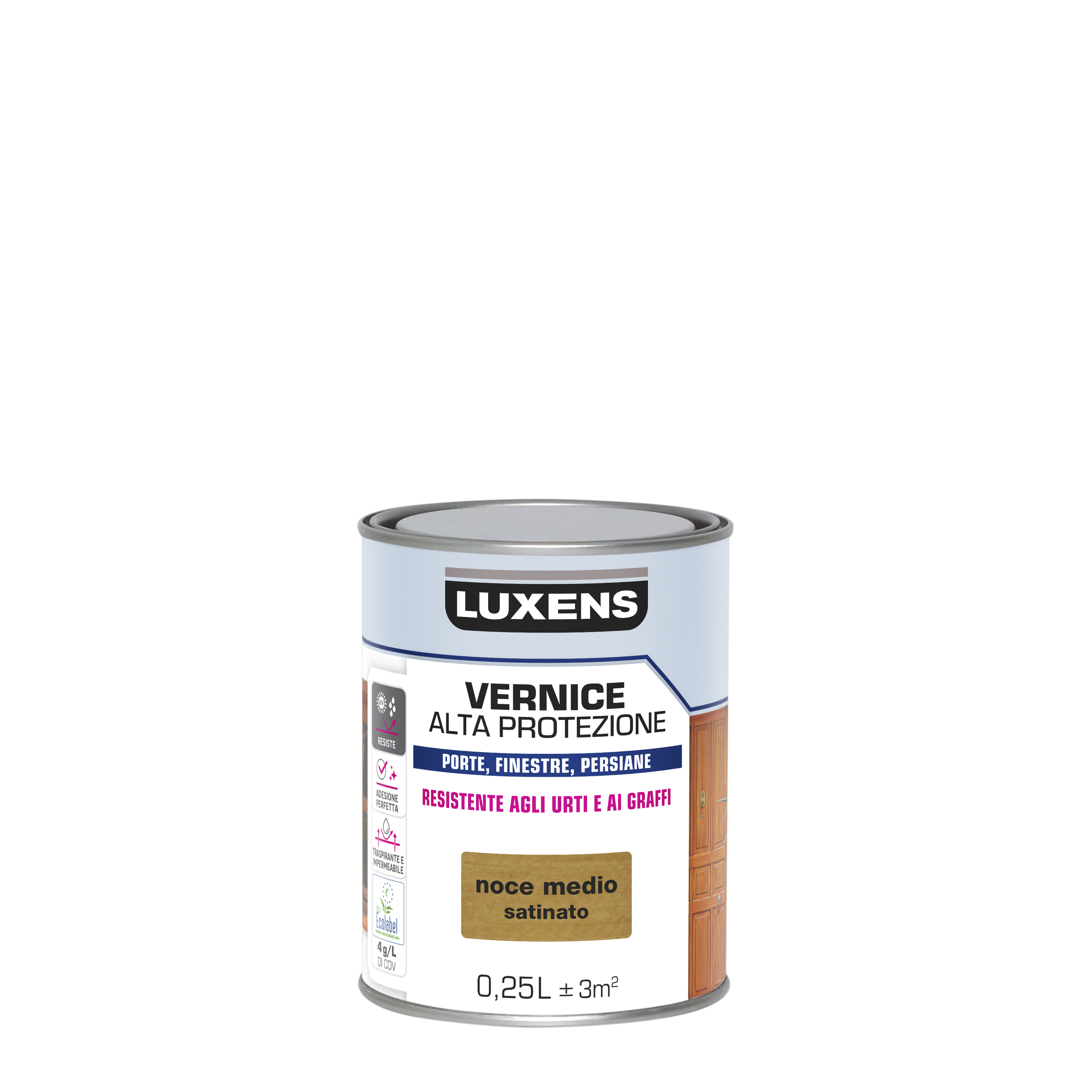 Vernice per legno da esterno a base acqua LUXENS Alta Protezione noce medio satinato 0.25 lt - 7