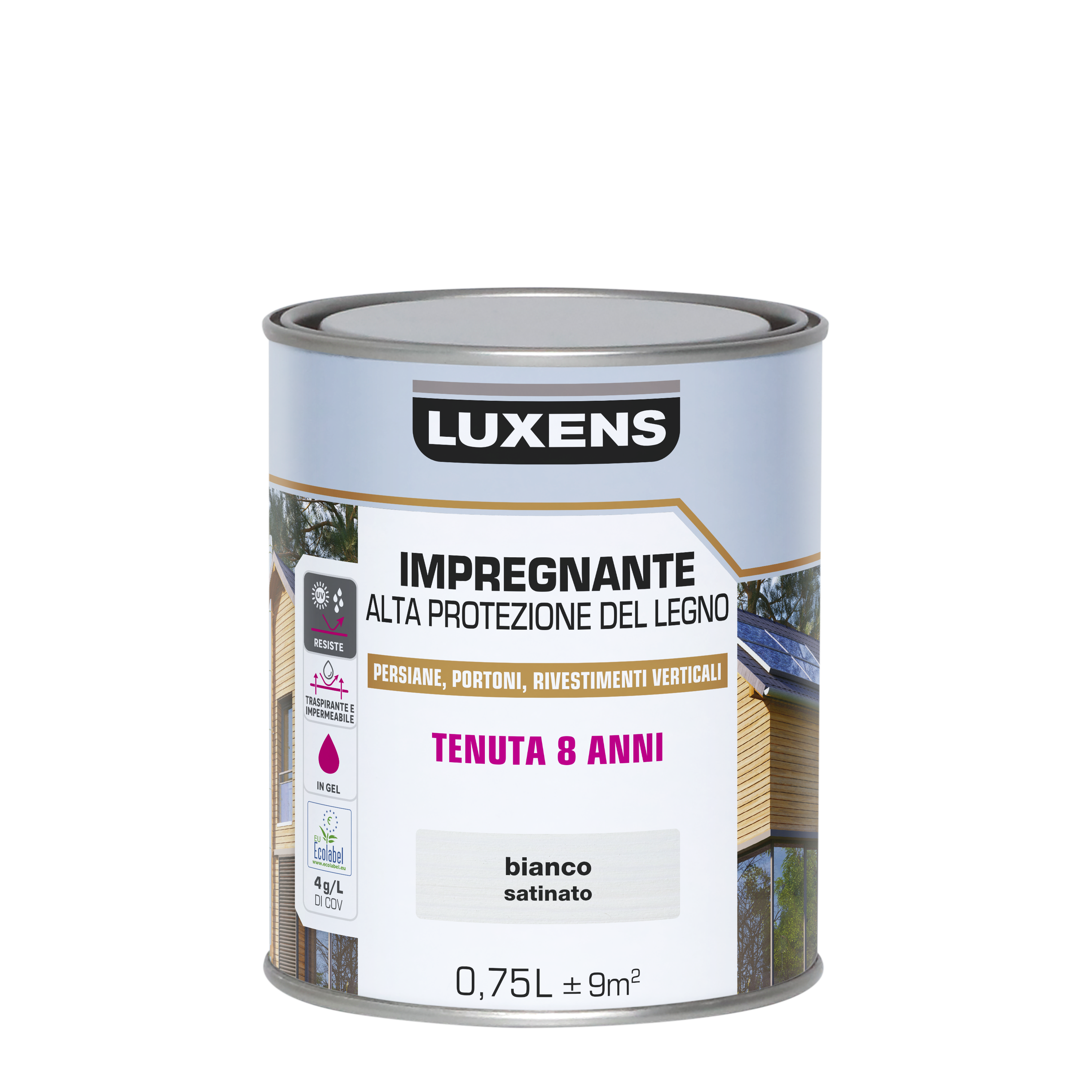 Impregnante per legno da esterno a base acqua LUXENS Alta Protezione bianco satinato 0.75 lt, 8 anni di protezione. - 6