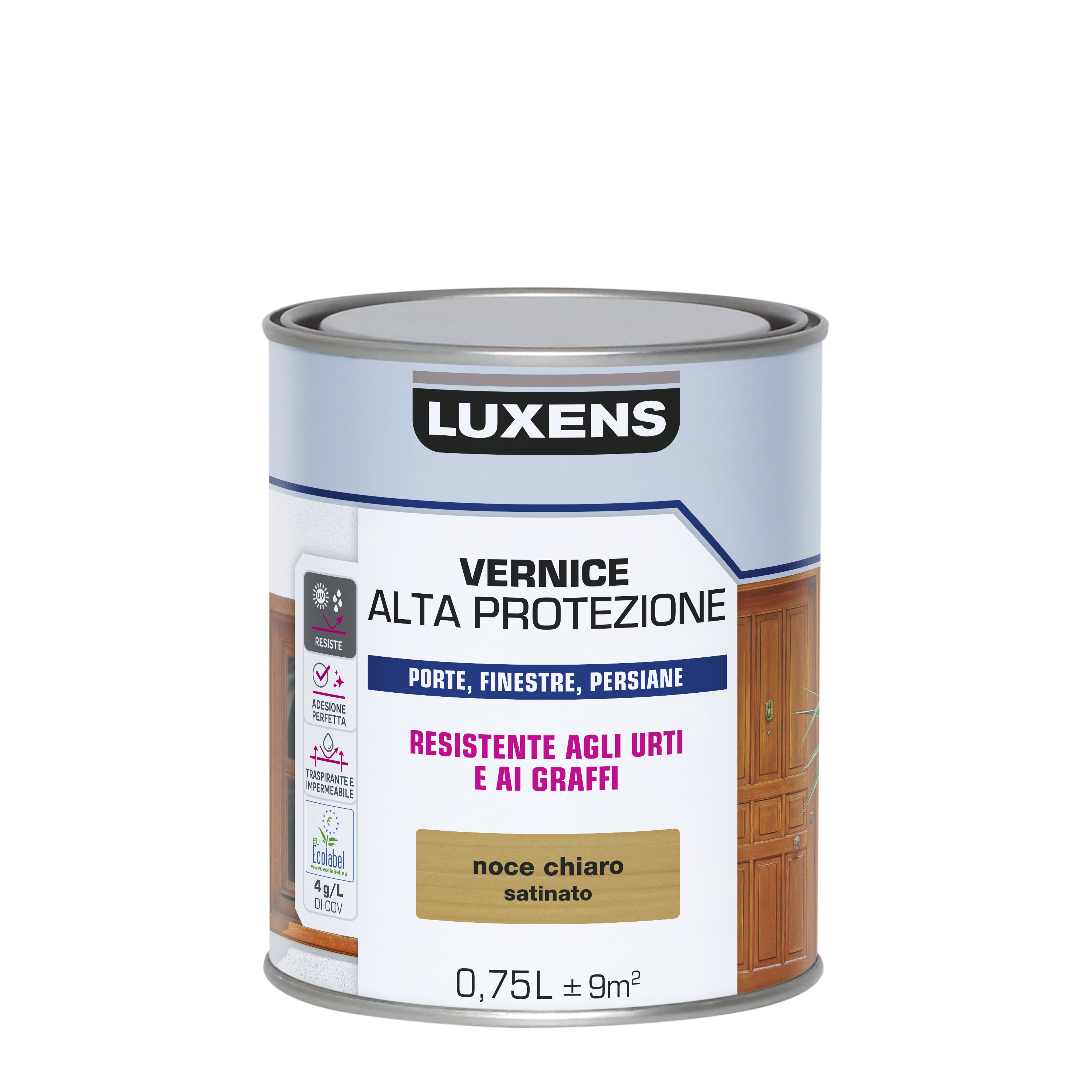 Vernice per legno da esterno a base acqua LUXENS Alta Protezione noce chiaro satinato 0.75 lt - 6