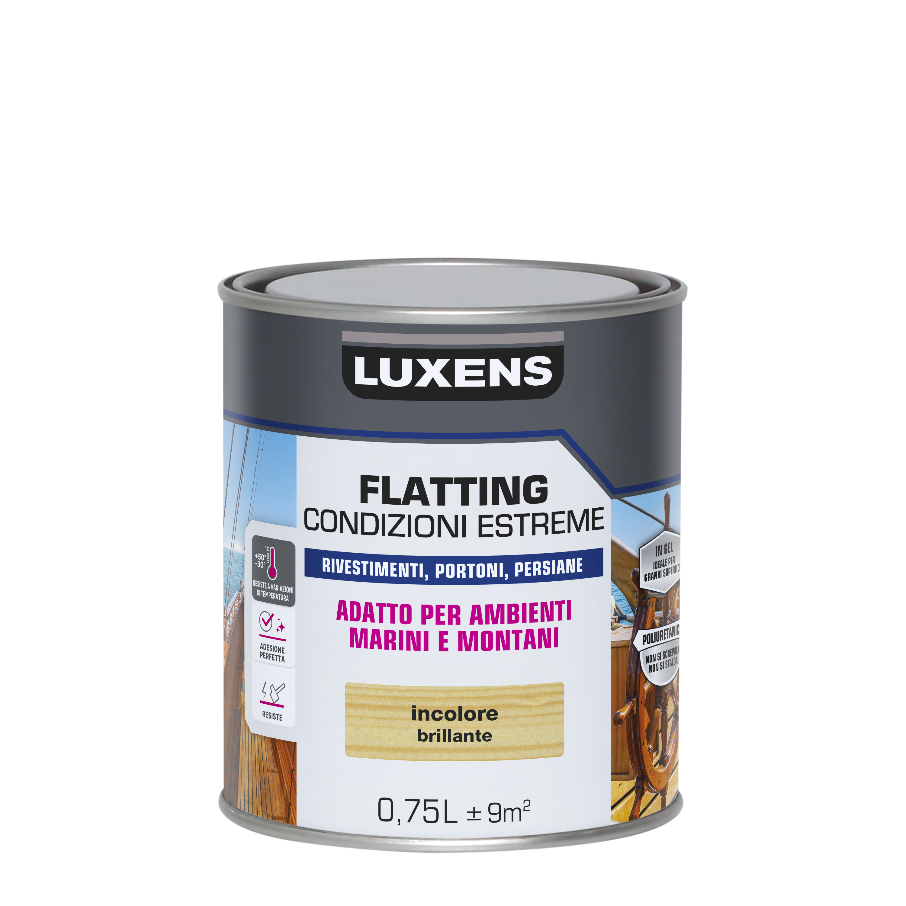 Flatting a con solvente LUXENS Condizioni estreme incolore brillante lucido 0.75 lt - 5