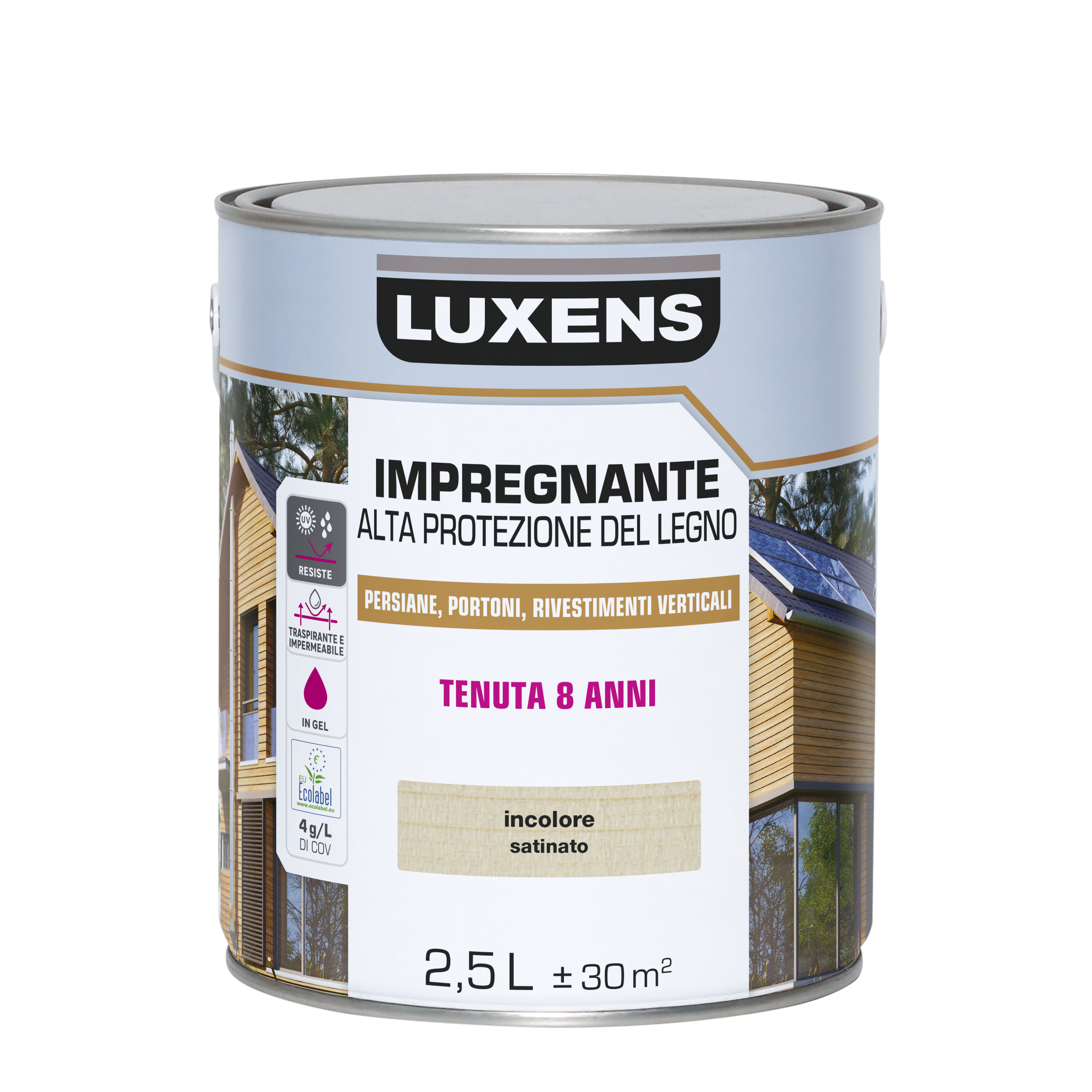 Impregnante per legno da esterno a base acqua LUXENS Alta Protezione incolore satinato 2.5 lt, 8 anni di protezione. - 6