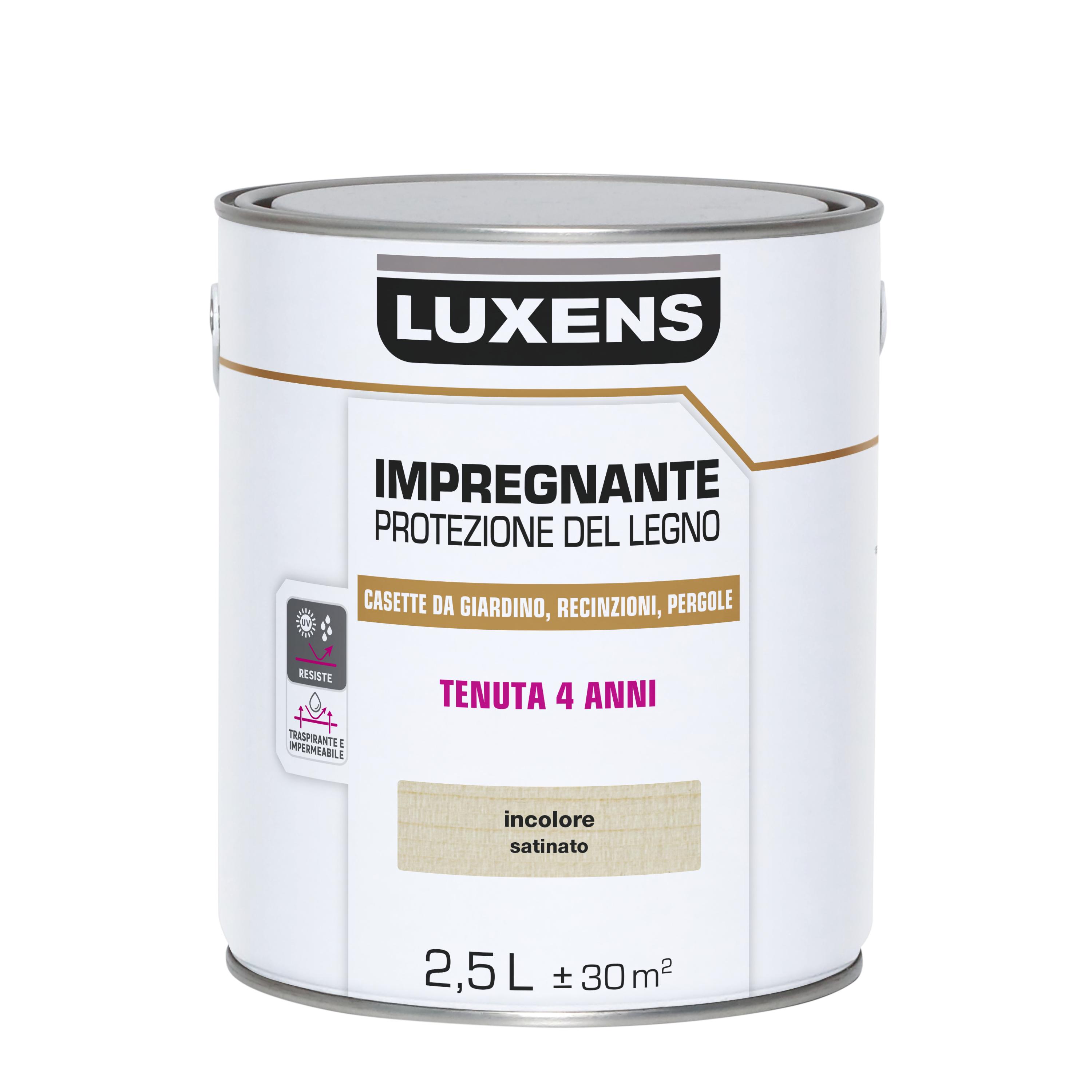 Impregnante per legno da esterno a base acqua LUXENS Protettivo incolore satinato 2.5 lt, 4 anni di protezione. - 5