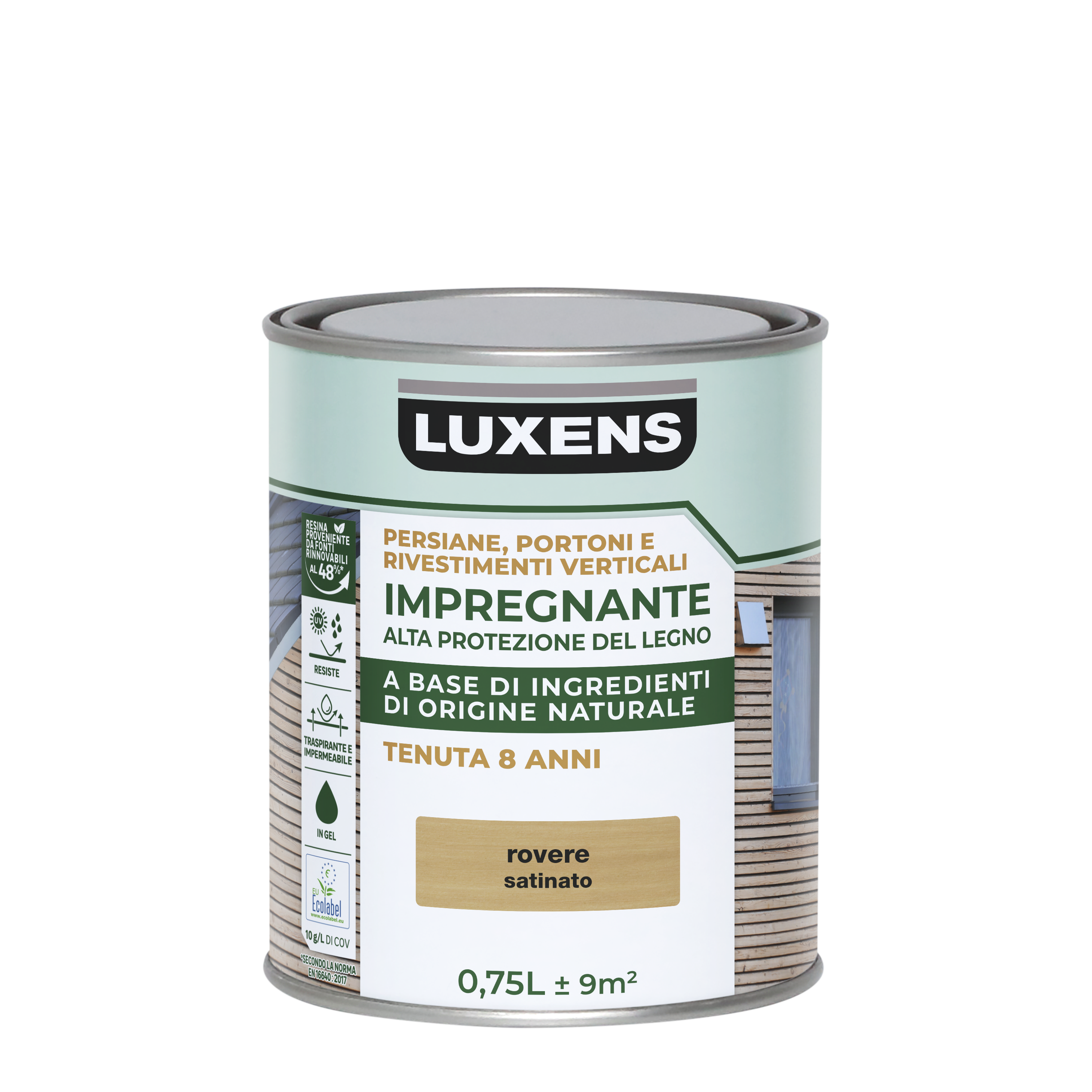 Impregnante per legno da esterno a base acqua LUXENS Biobased rovere satinato 0.75 lt, 8 anni di protezione. - 10