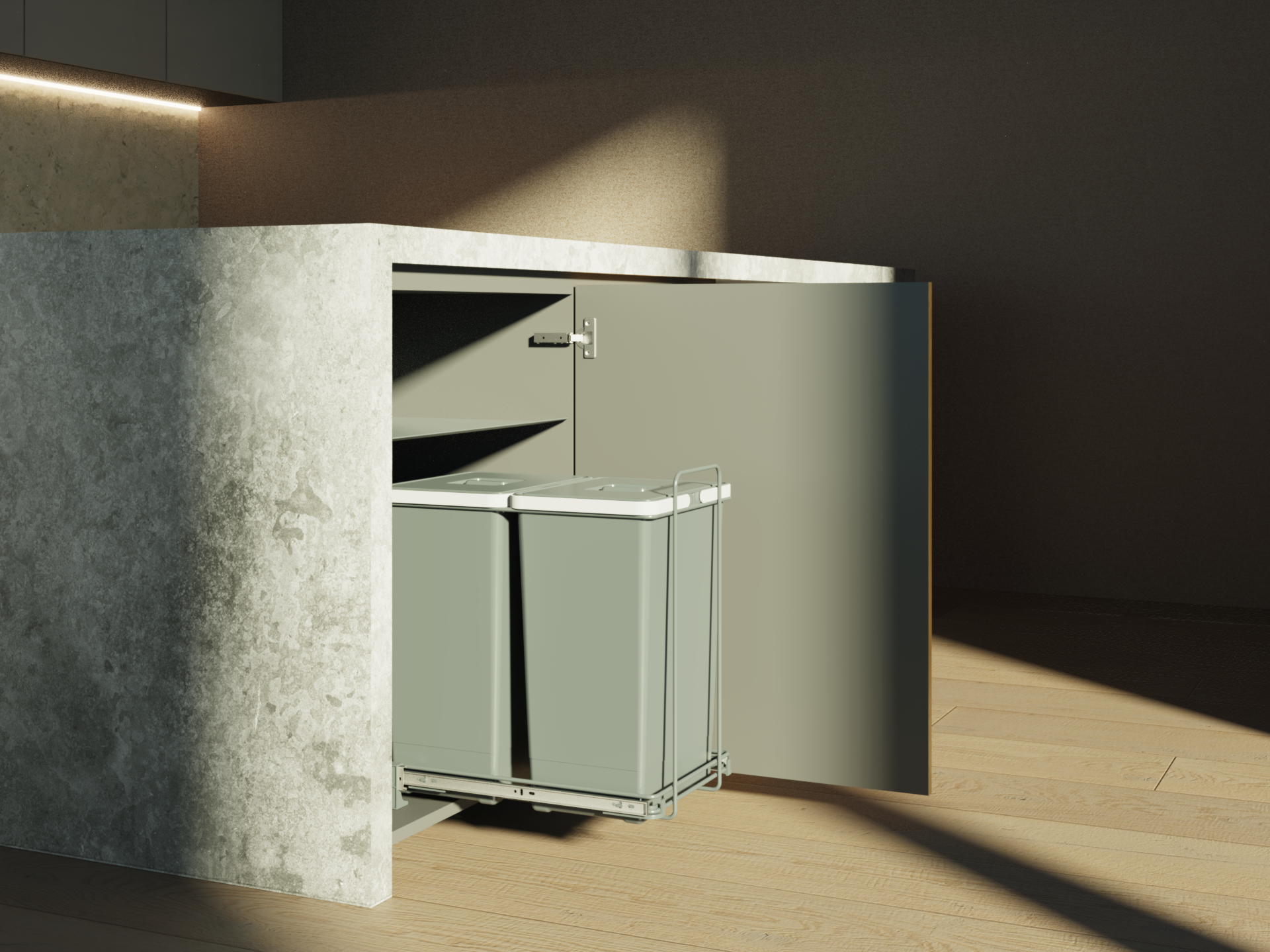 Poubelle coulissante de cuisine 24+24L ELLETIPI Ecofil acier gris - 2