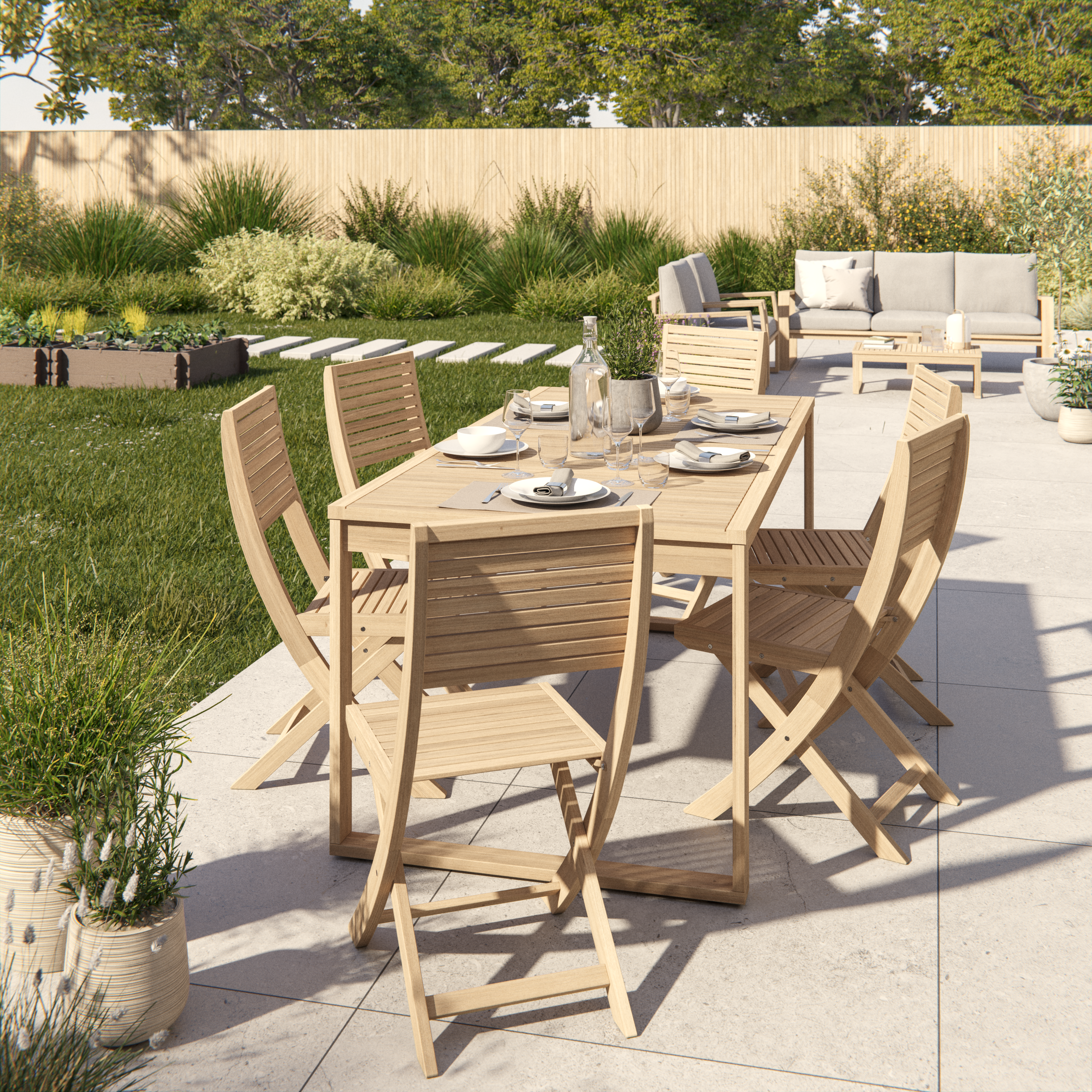 Conjunto de jardín naterial solaris c/mesa extensible para 6 comensales