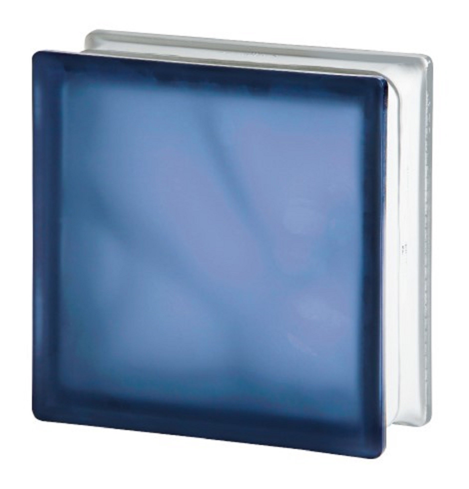 Bloque de vidrio satinado azul de 19x19x8cm