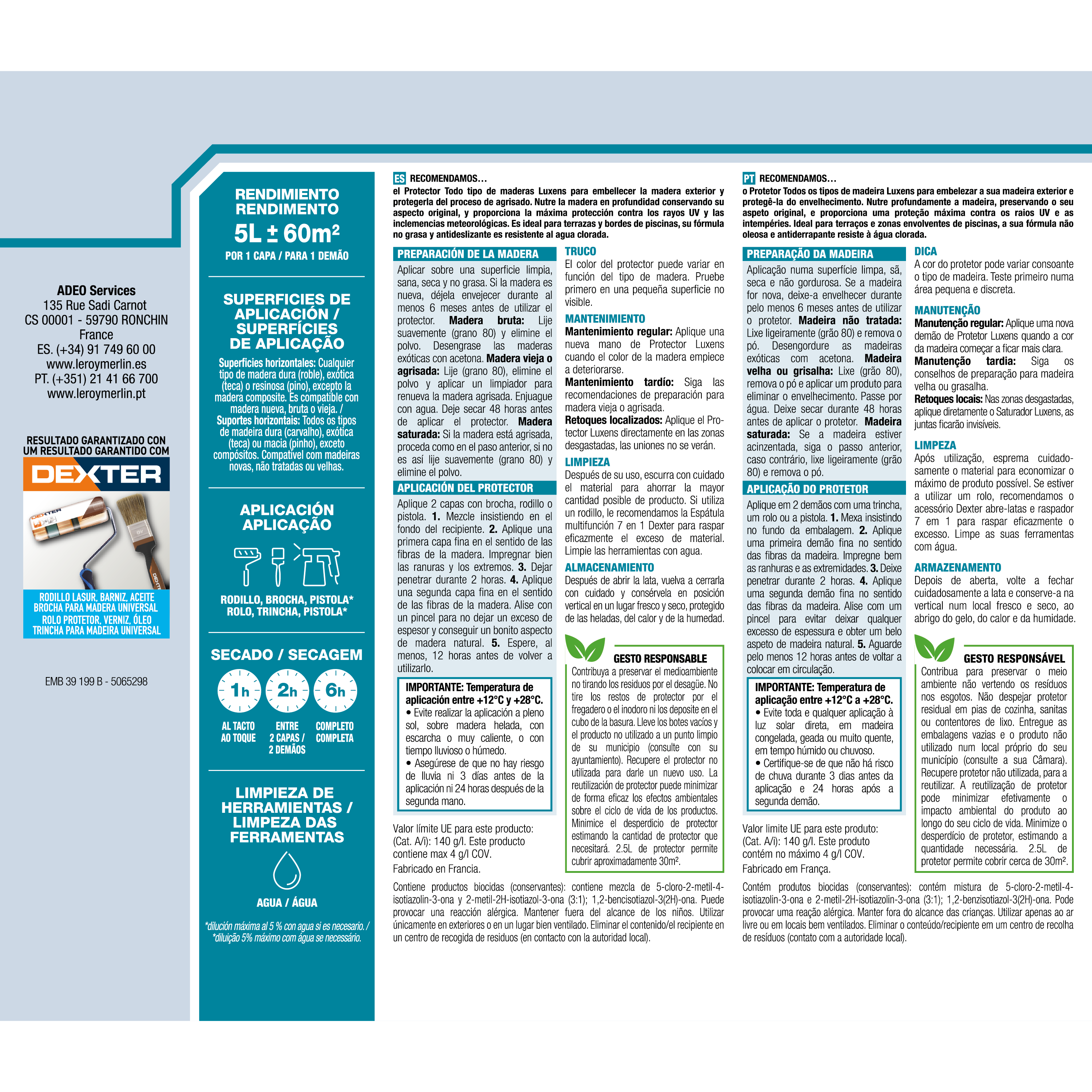 Protetor de deck madeira Luxens 5L mate carvalho escuro - 2