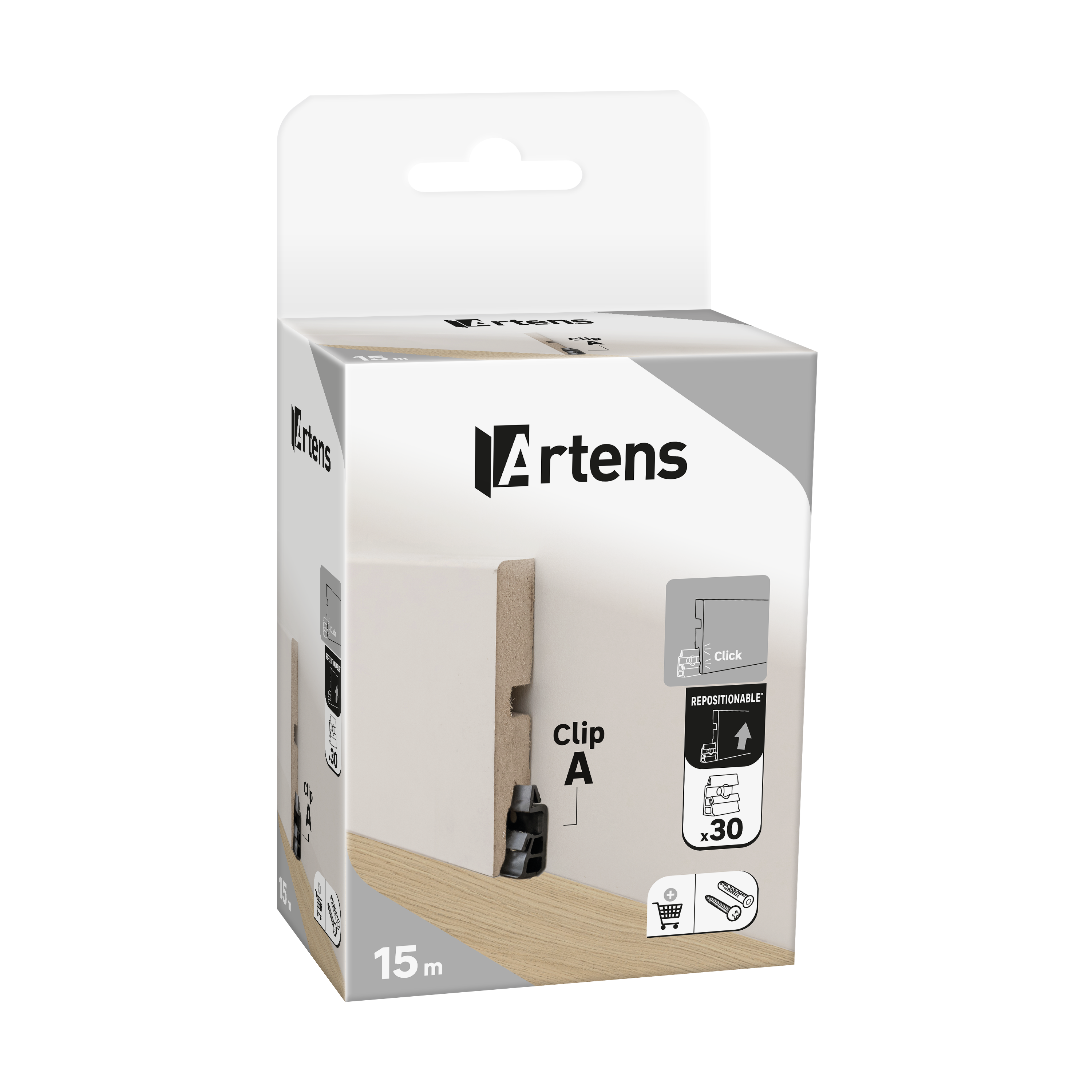 Lot de 30 clips A pour plinthe blanc/plaquée, H. 1.1xL. 0.11m, Ep.12mm ARTENS - 4