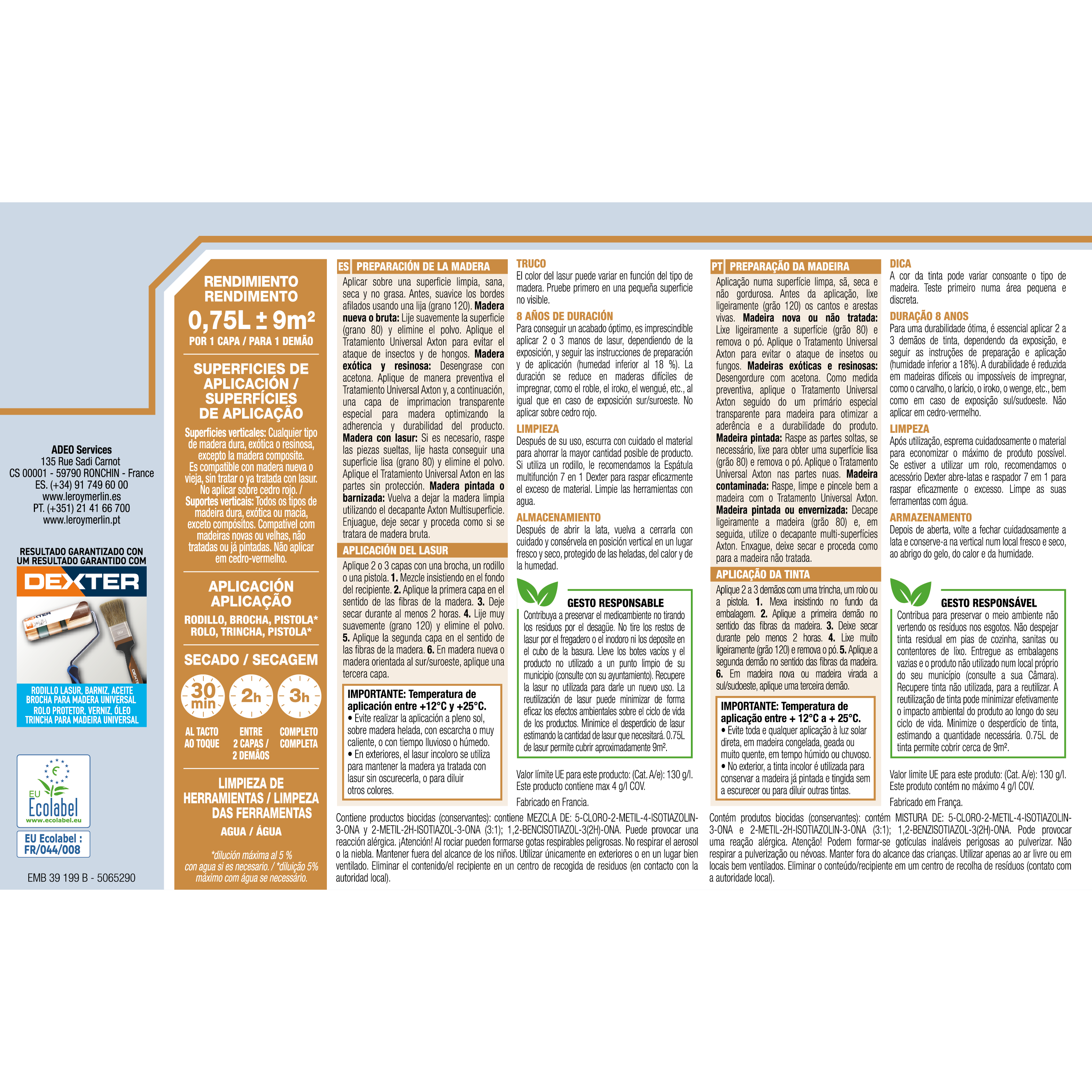 Protector madera exterior color roble natural para valla, caseta de jardín, cancela, fachada LUXENS satinado 750 ml base agua - 7