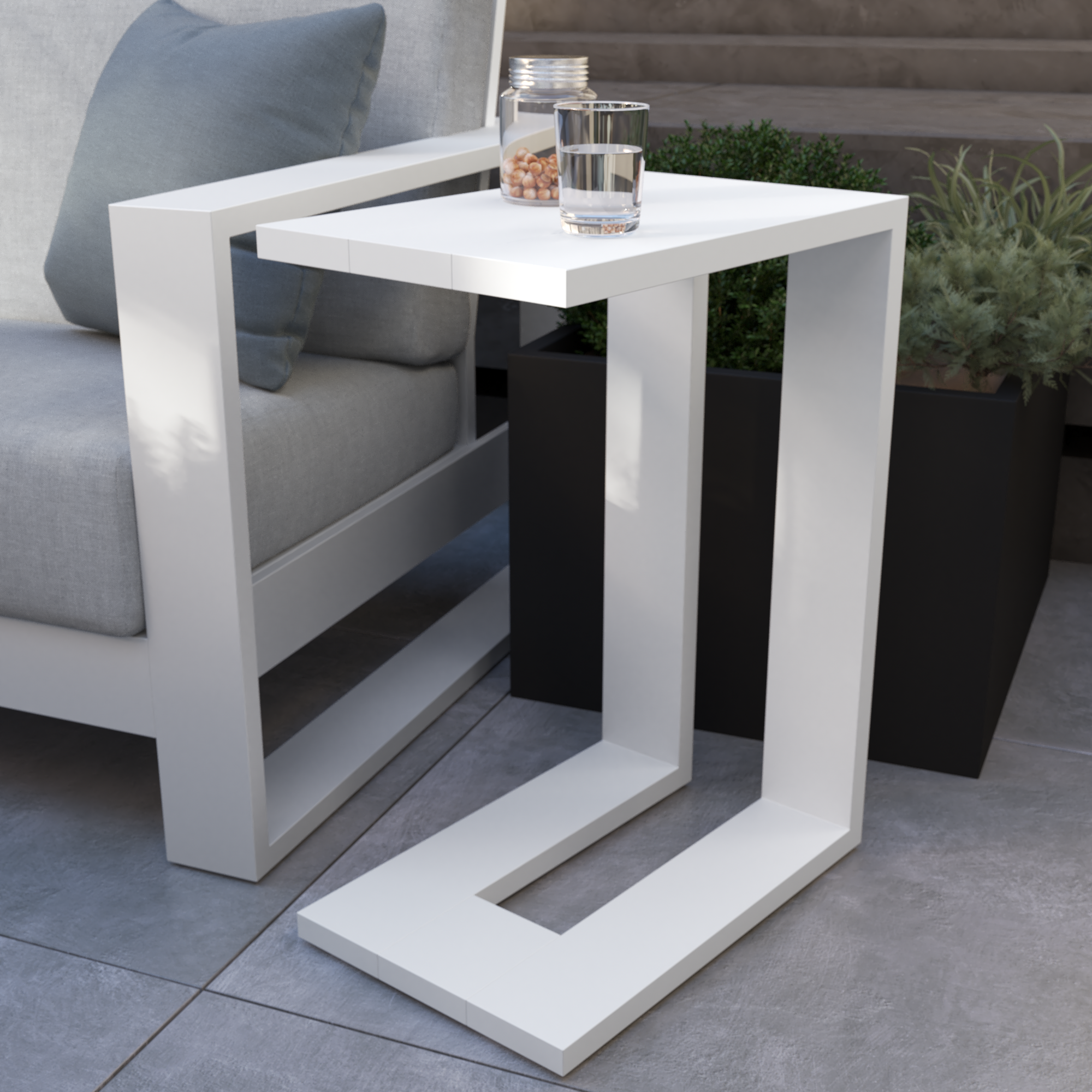 Table bout de canapé en aluminium blanc Athena NATERIAL - 2