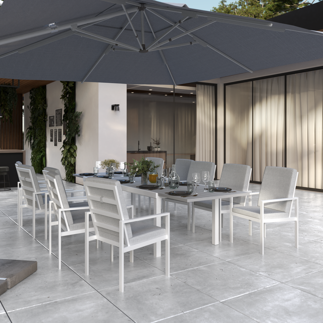 Conjunto de jardín NATERIAL Athena extensible de aluminio blanco 10 plazas